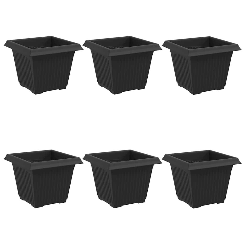 vidaXL Quadratischer Blumentopf 6 pcs Schwarz 33 x 33 x 26 cm