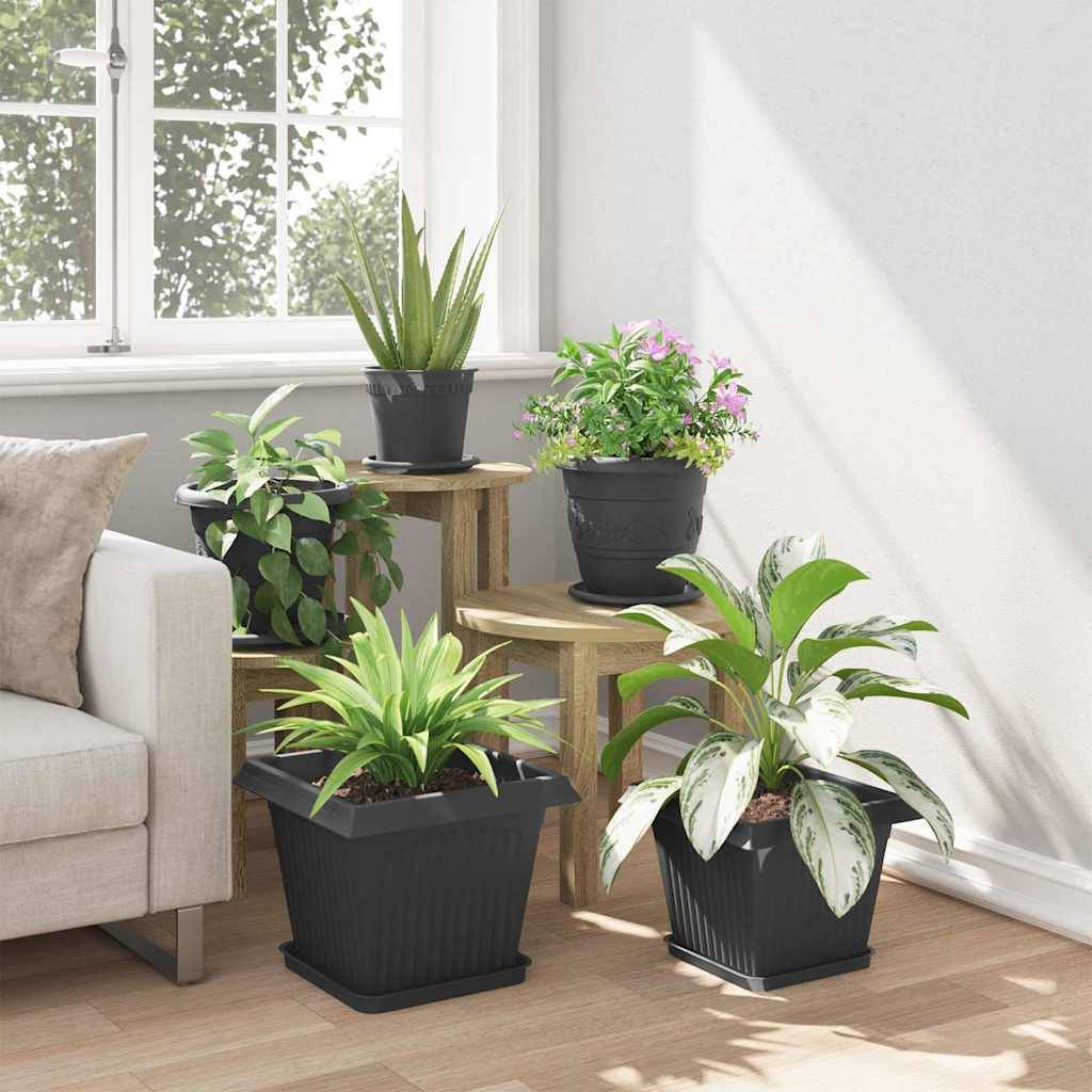 vidaXL Blumentöpfe 24 pcs Schwarz 33 x 33 x 26 cm Kunststoff