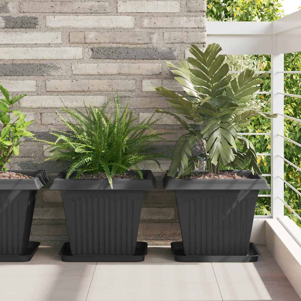 vidaXL Blumentöpfe 24 pcs Schwarz 38 x 38 x 30 cm Kunststoff
