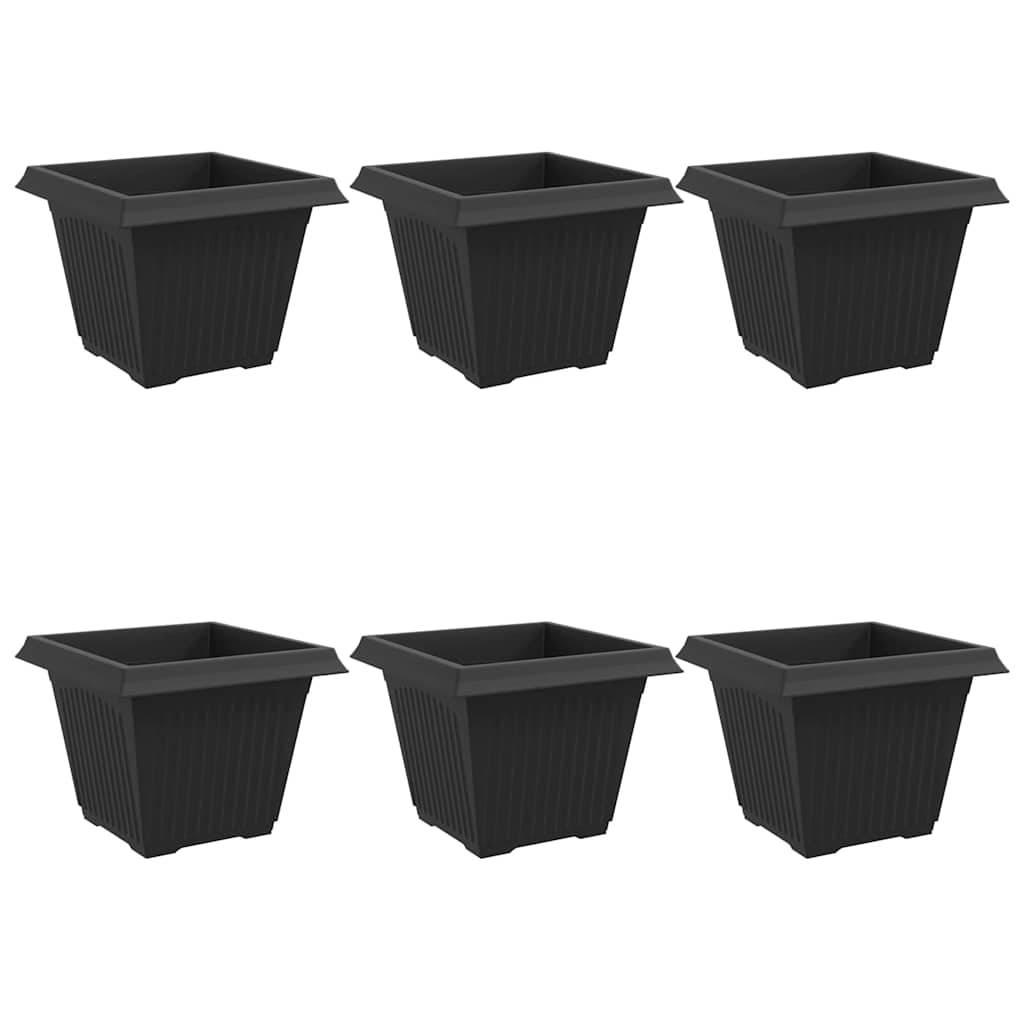 vidaXL Quadratischer Blumentopf 6 pcs Schwarz 43 x 43 x 33,5 cm