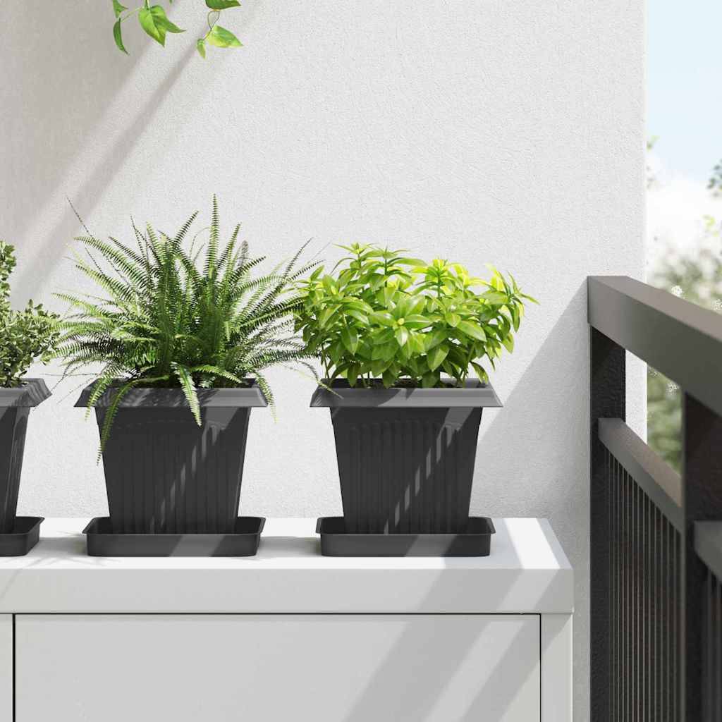 vidaXL Blumentöpfe 6 pcs Schwarz 16 x 16 x 14 cm Kunststoff