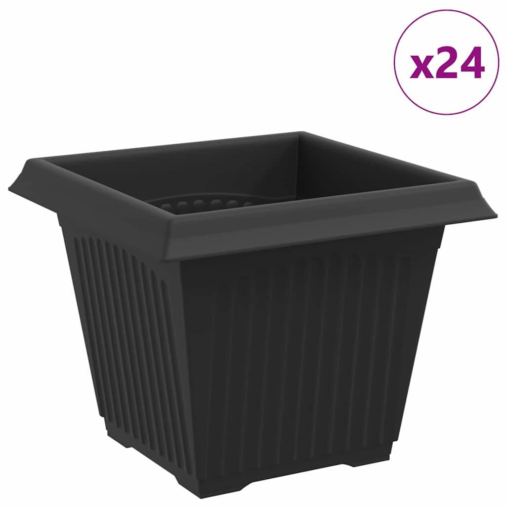 vidaXL Quadratischer Blumentopf 24 pcs Schwarz 20 x 20 x 16 cm
