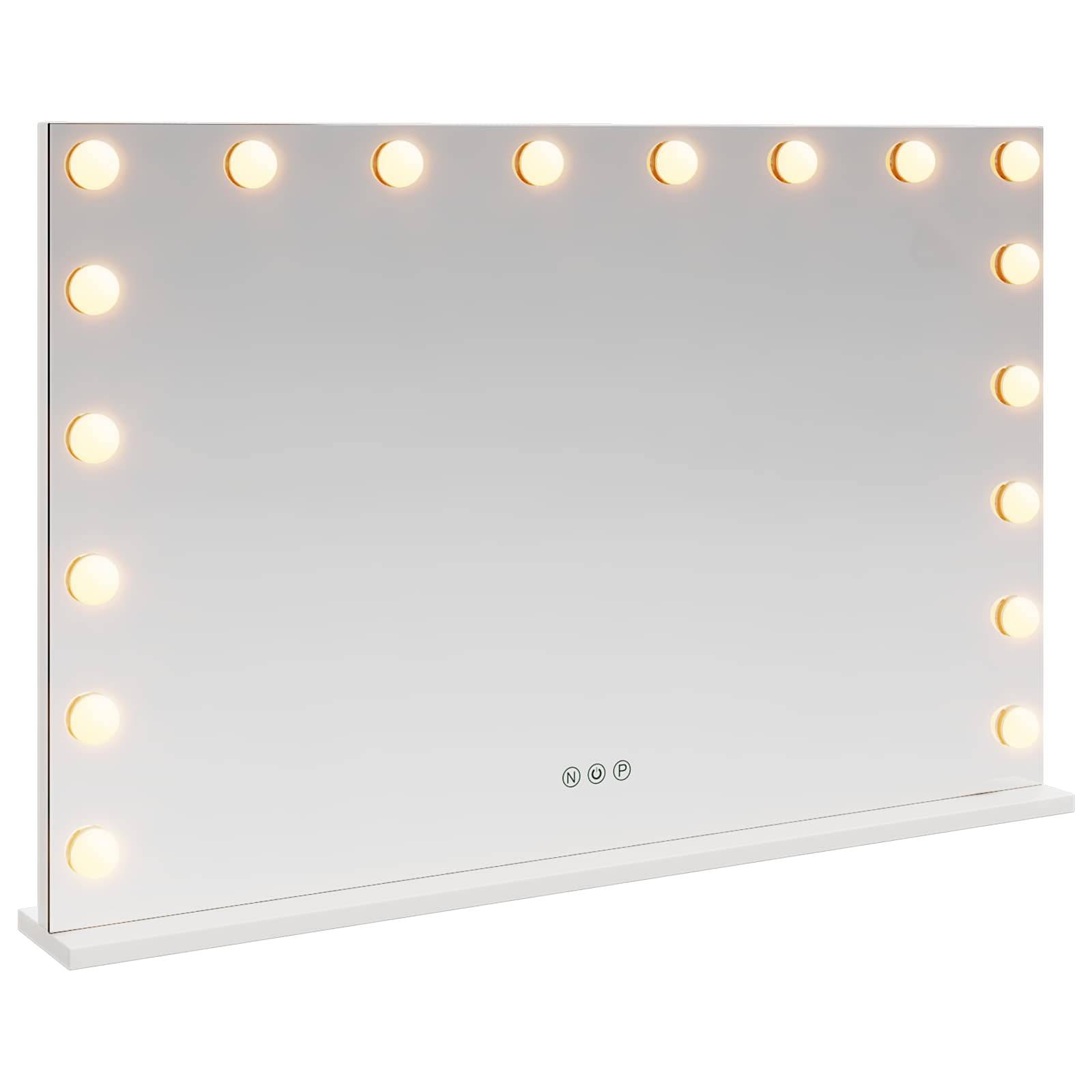 vidaXL LED Schminkspiegel Weiß 80 x 10 x 52,5 cm Glas und Stahl