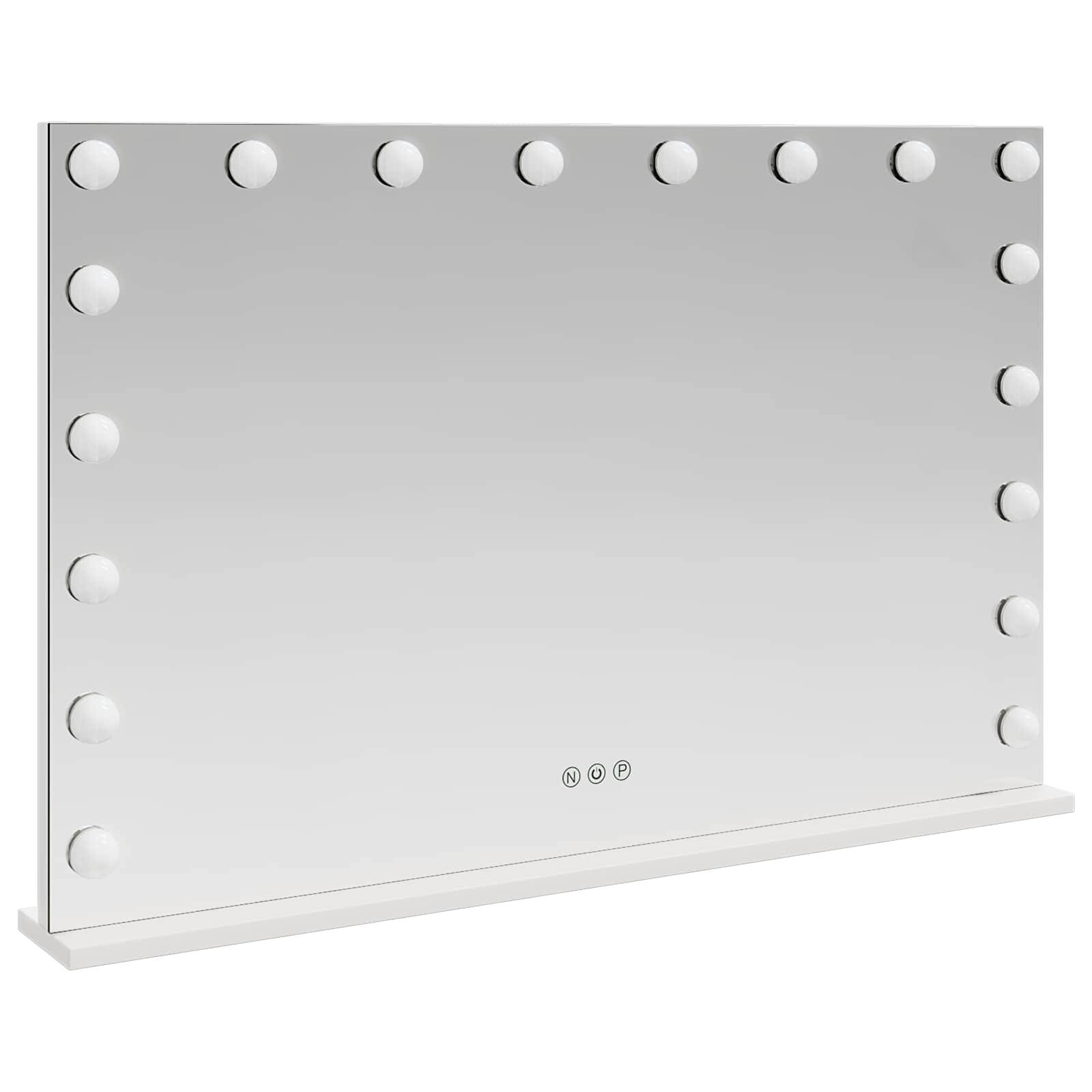 vidaXL LED Schminkspiegel Weiß 80 x 10 x 52,5 cm Glas und Stahl