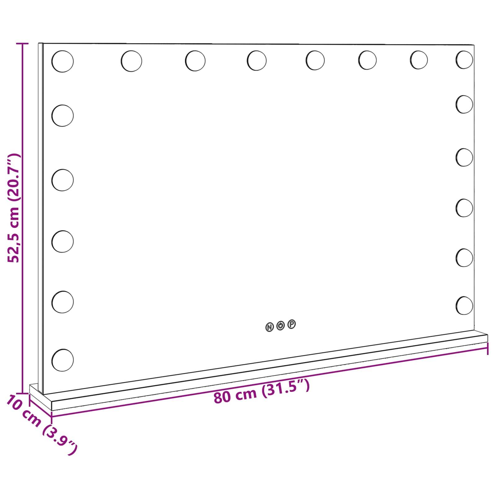 vidaXL LED Schminkspiegel Weiß 80 x 10 x 52,5 cm Glas und Stahl