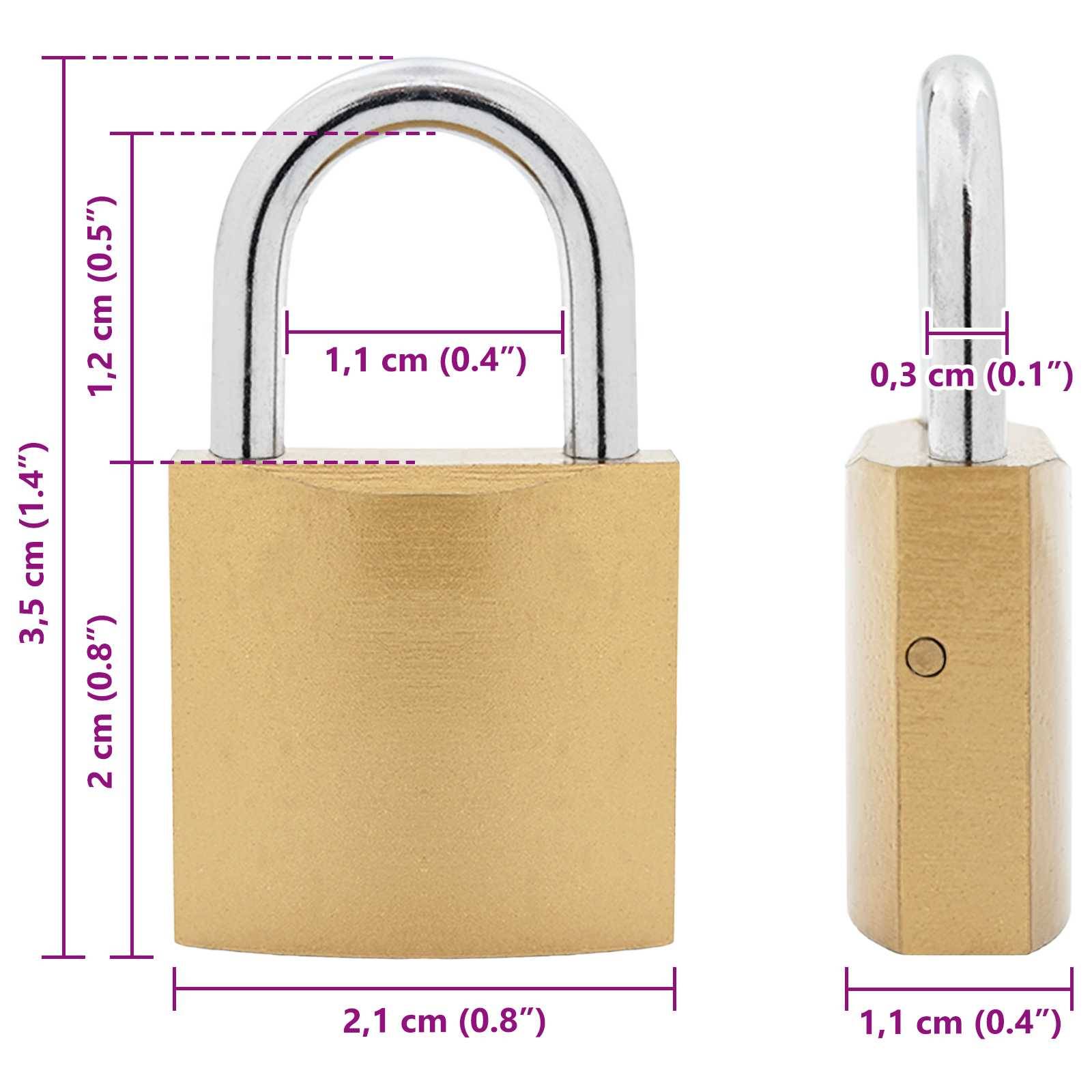 vidaXL U Schloss mit Schlüsseln 6 pcs Messing Eisen