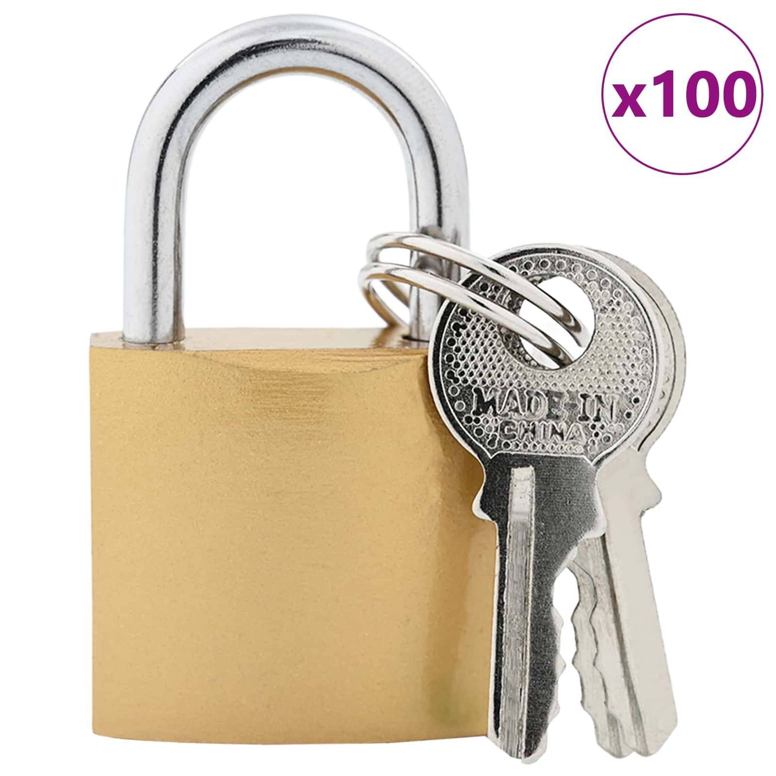 vidaXL U Schloss mit Schlüsseln 100 pcs Messing Eisen