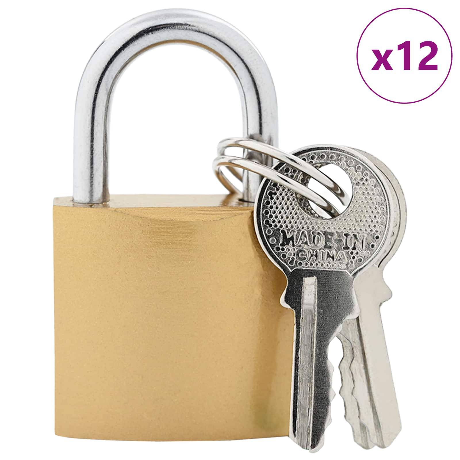 vidaXL U Schloss mit Schlüsseln 12 pcs Messing Eisen