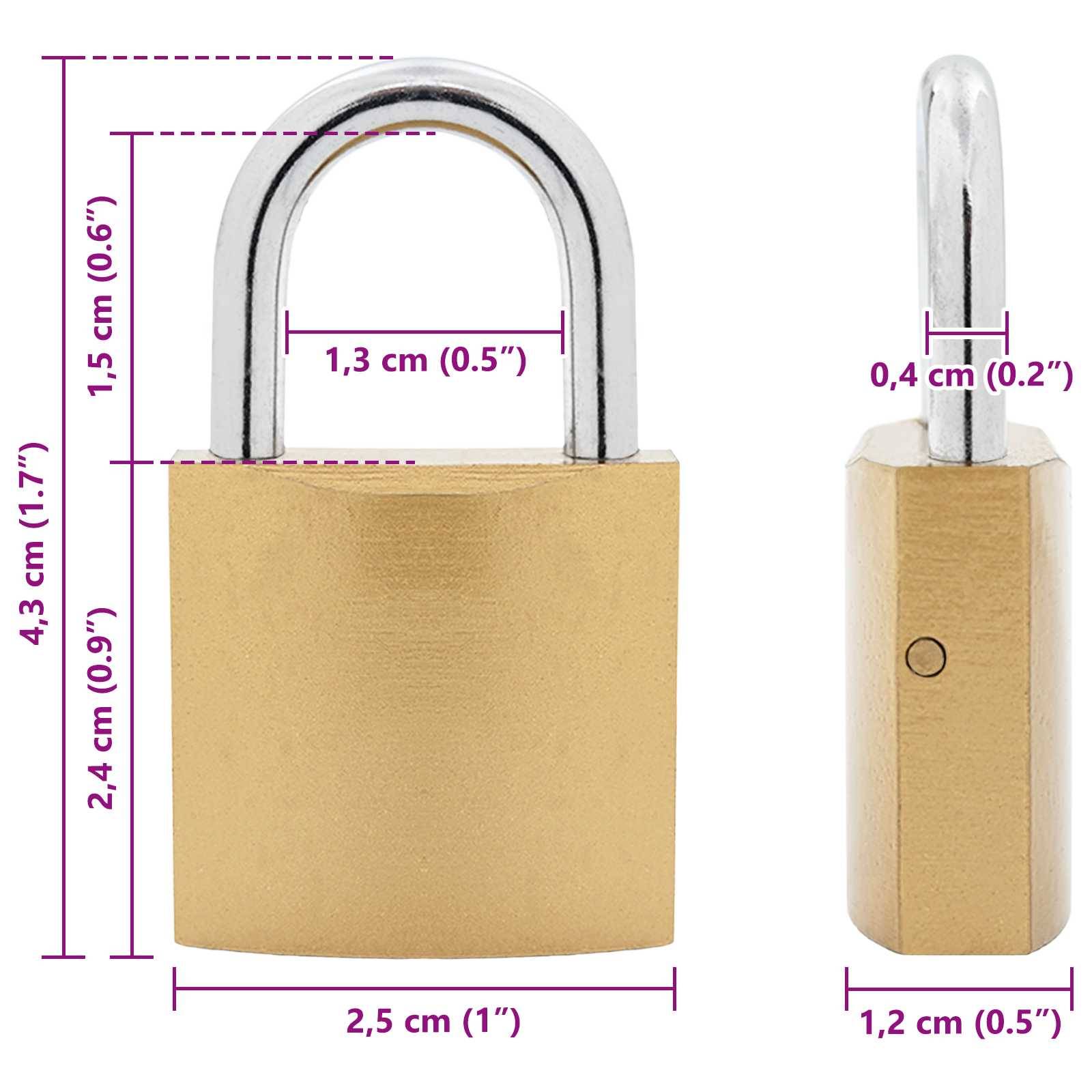vidaXL U Schloss mit Schlüsseln 2 pcs Messing Eisen
