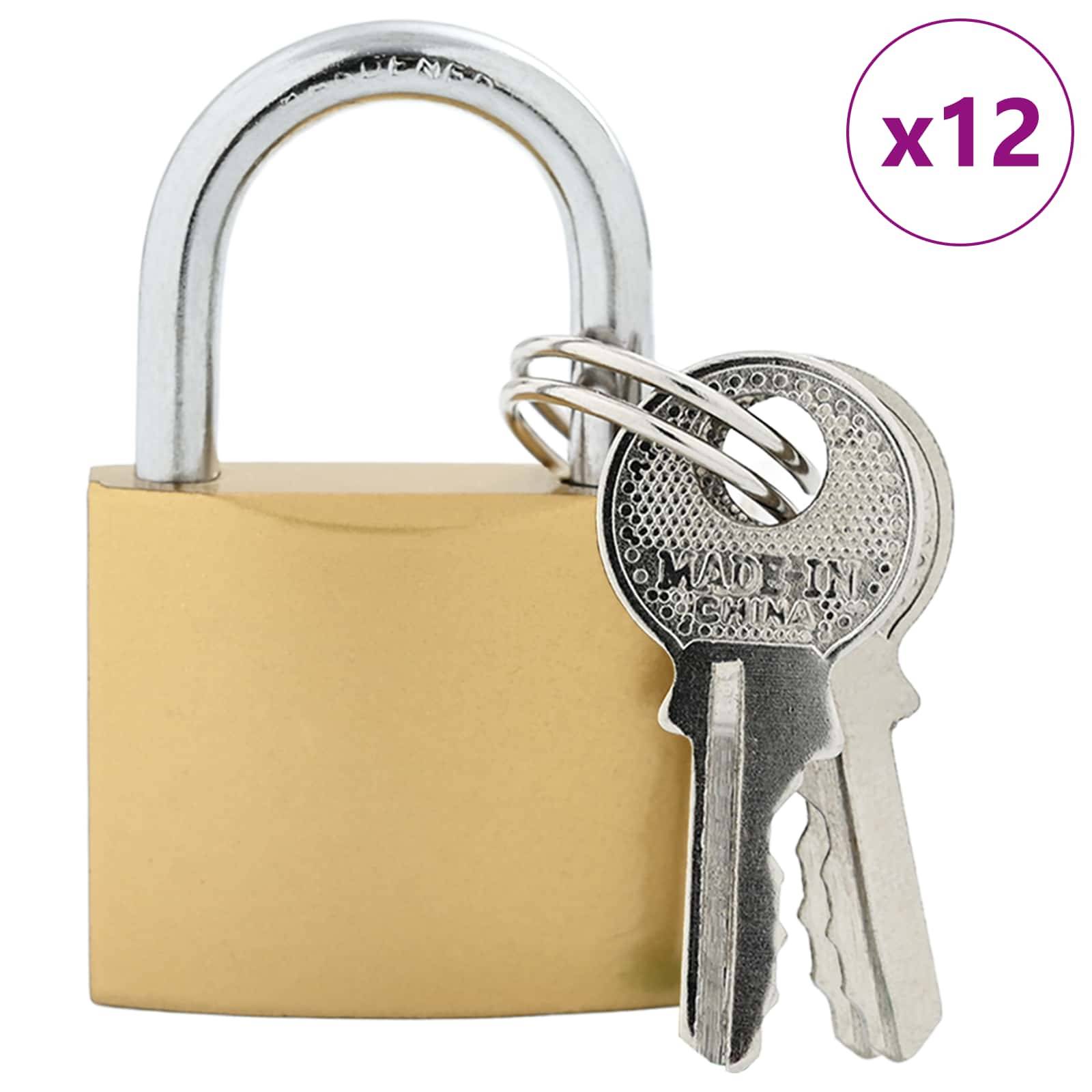 vidaXL U Schloss mit Schlüsseln 12 pcs Messing Eisen