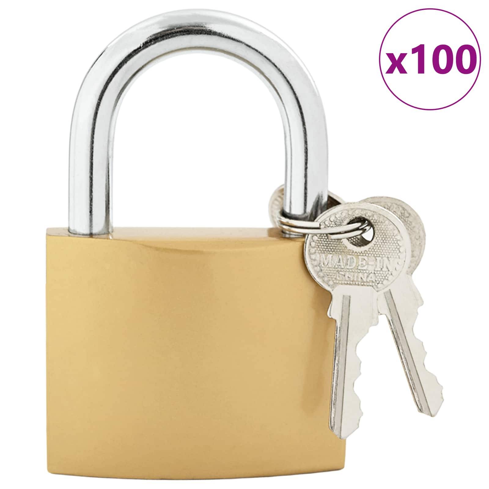 vidaXL U Schloss mit Schlüsseln 100 pcs Messing Eisen