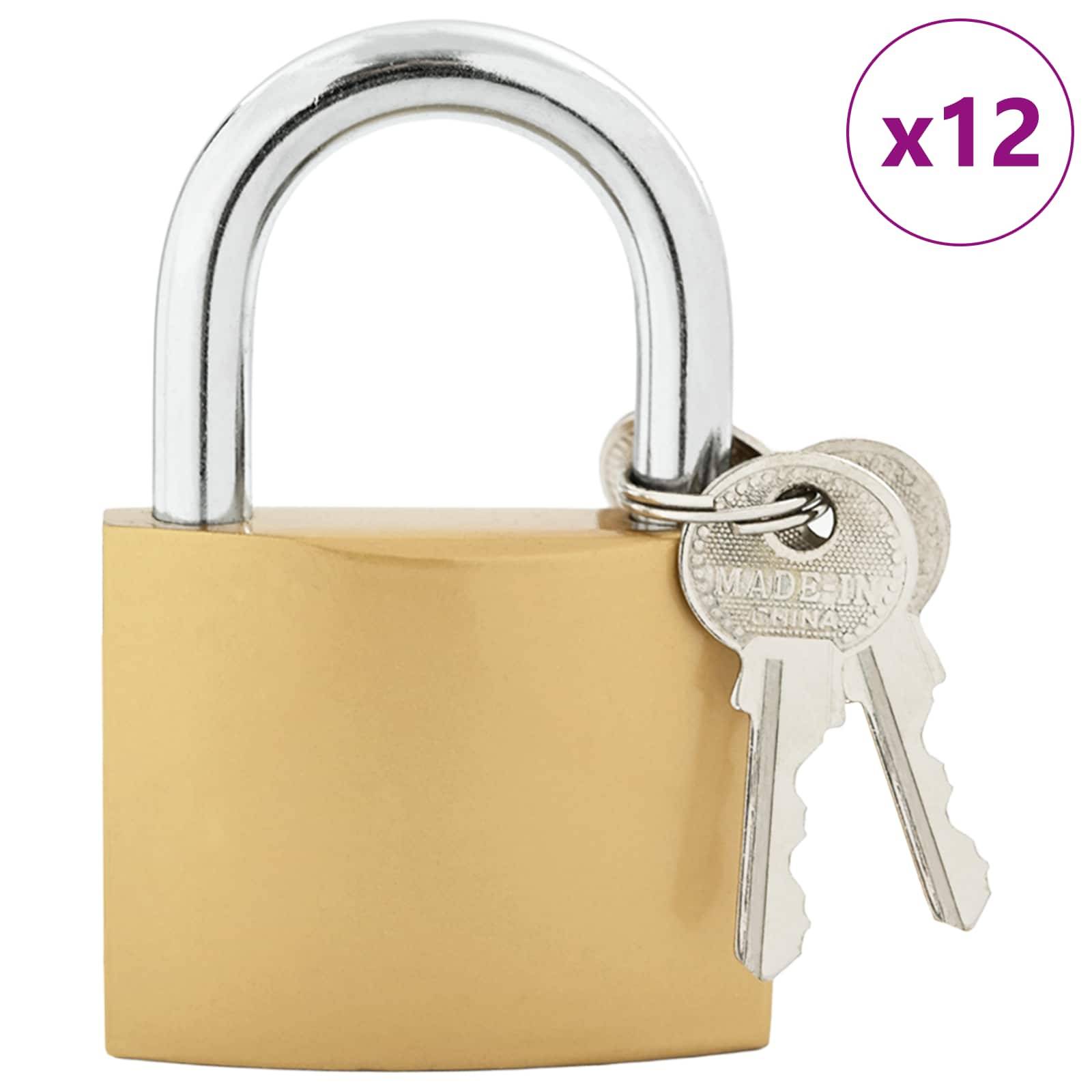 vidaXL U Schloss mit Schlüsseln 12 pcs Messing Eisen