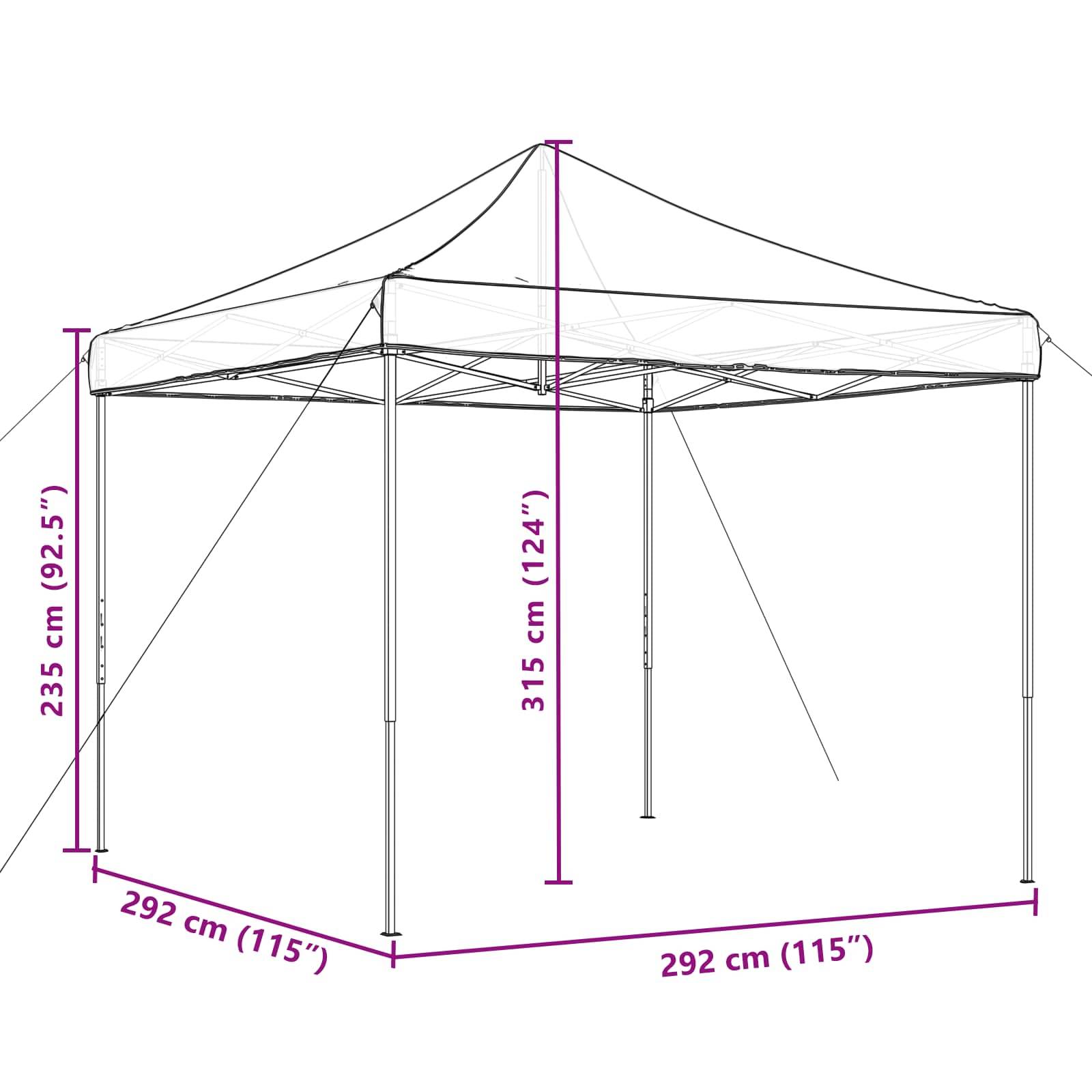 vidaXL Party-Zelt Bordeauxrot 292 x 292 x 315 cm Oxford-Stoff