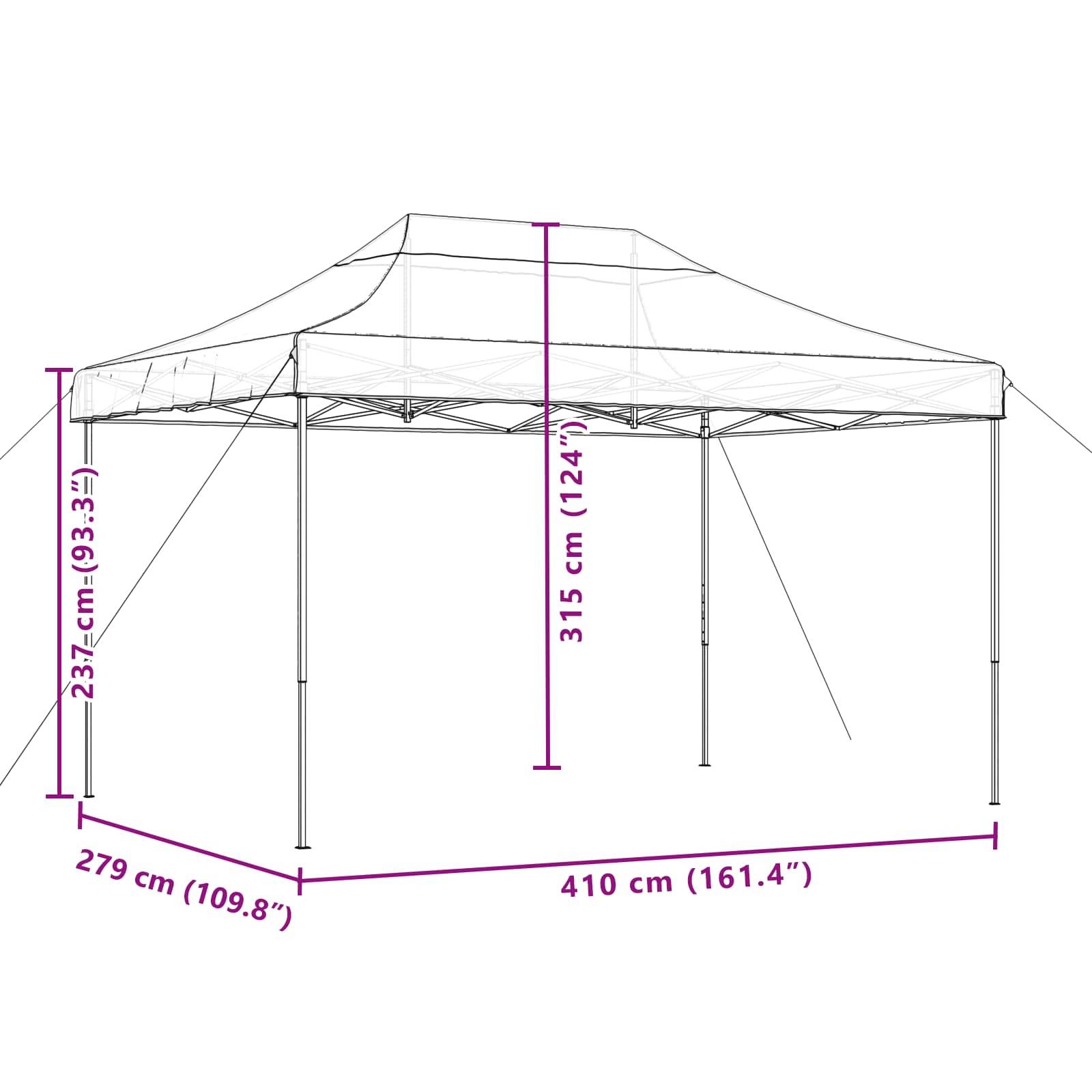 vidaXL Party-Zelt Bordeauxrot 279 x 410 x 315 cm Oxford-Stoff