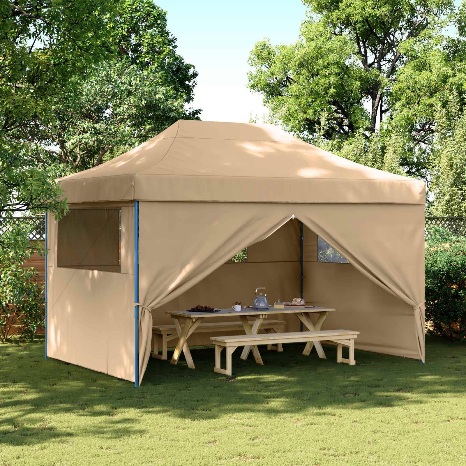 vidaXL Party-Zelt Beige 279 x 410 x 315 cm Oxford-Stoff