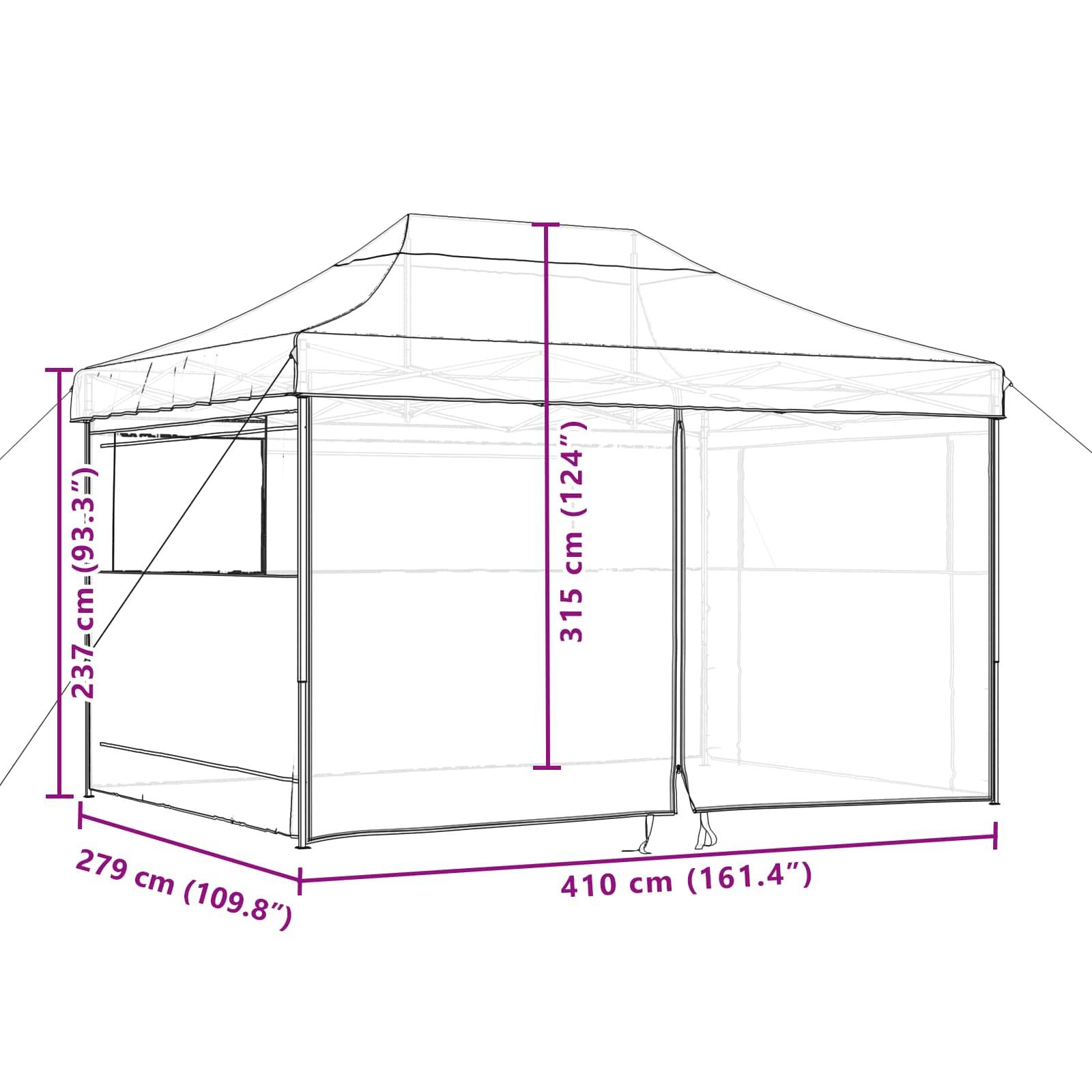 vidaXL Party-Zelt Bordeauxrot 279 x 410 x 315 cm Oxford-Stoff