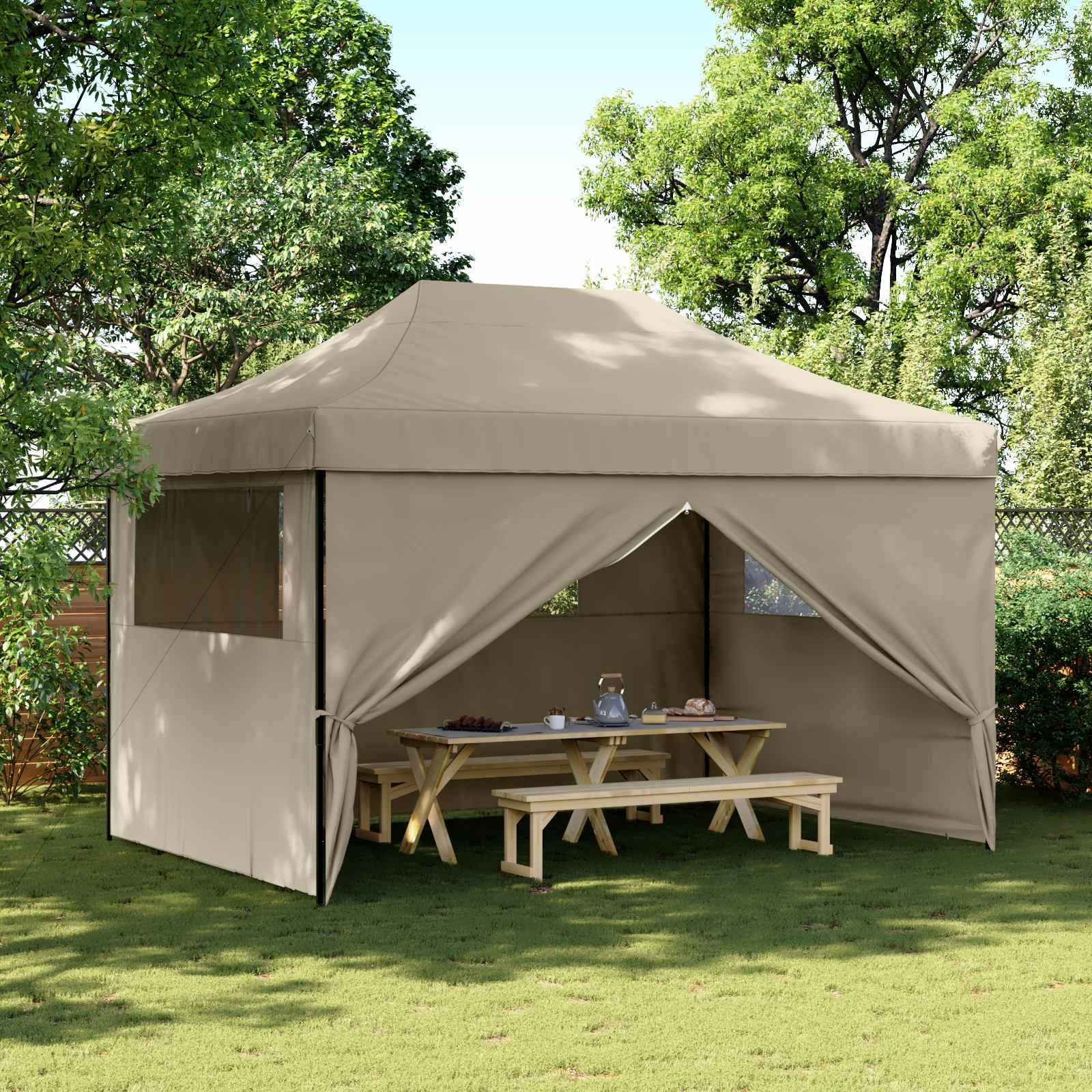 vidaXL Party-Zelt Taupe 279 x 410 x 315 cm Oxford-Stoff