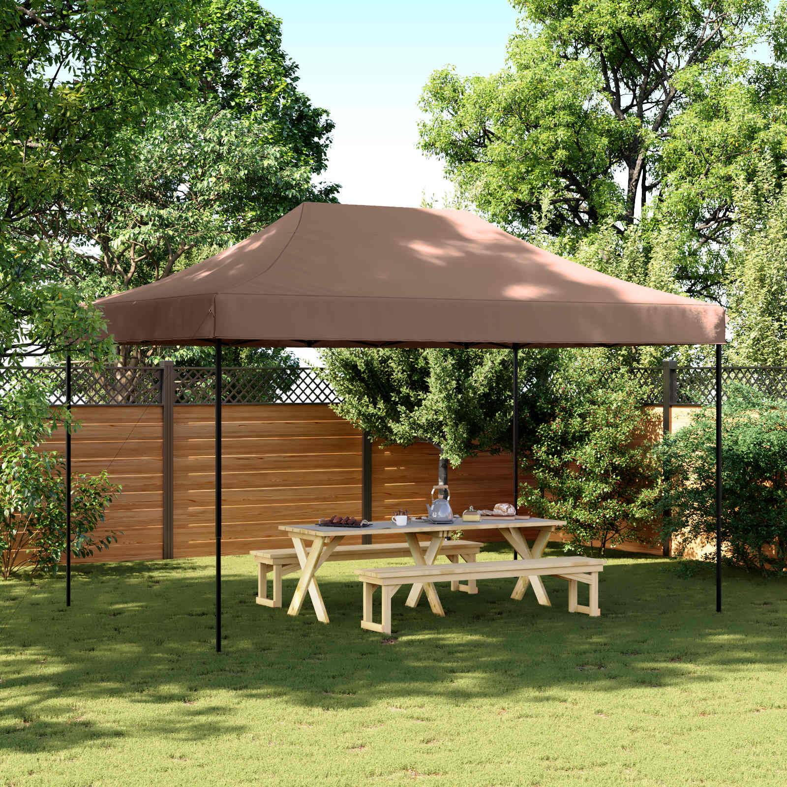 vidaXL Party-Zelt Braun 292 x 440 x 315 cm Oxford-Stoff