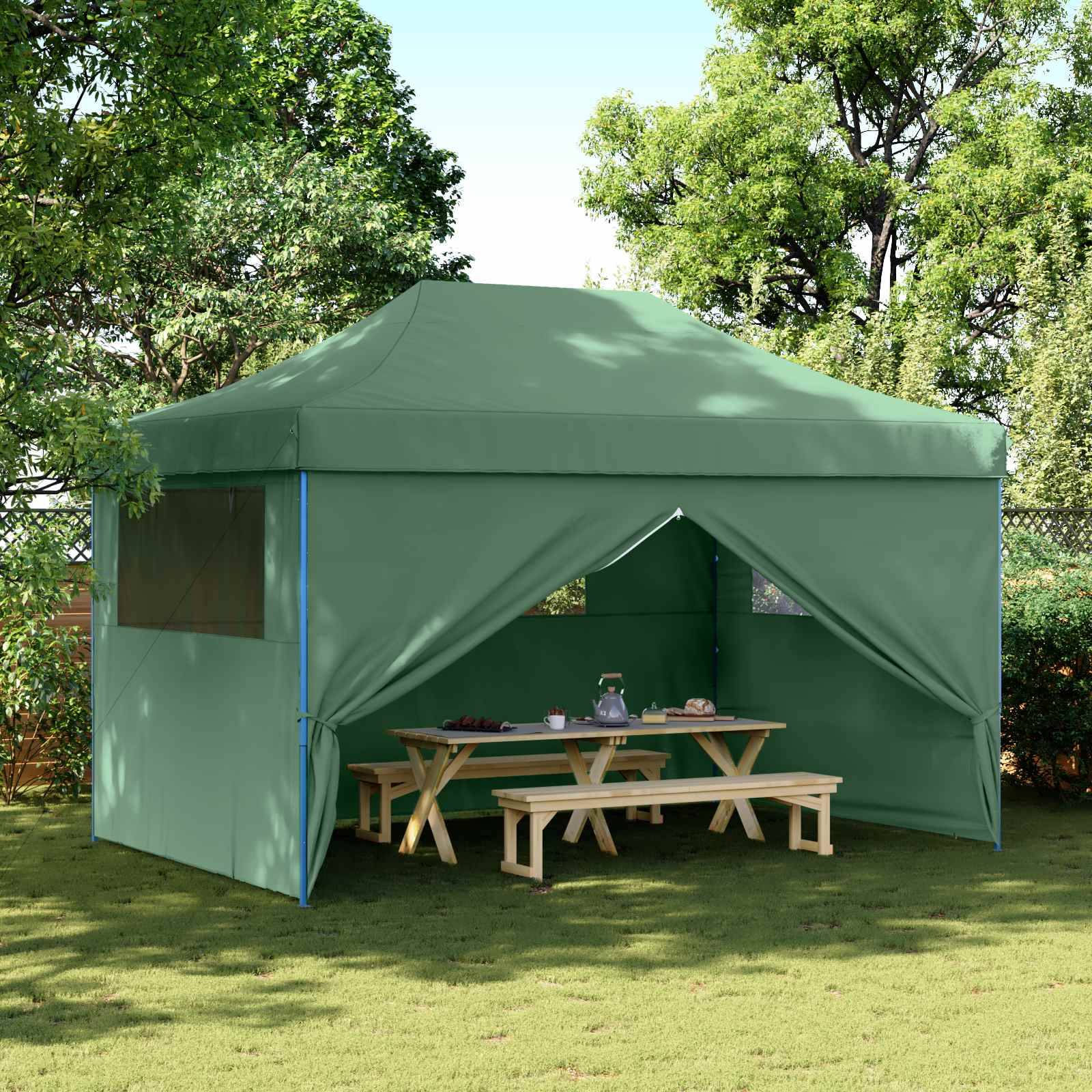 vidaXL Party-Zelt Grün 292 x 440 x 315 cm Oxford-Stoff