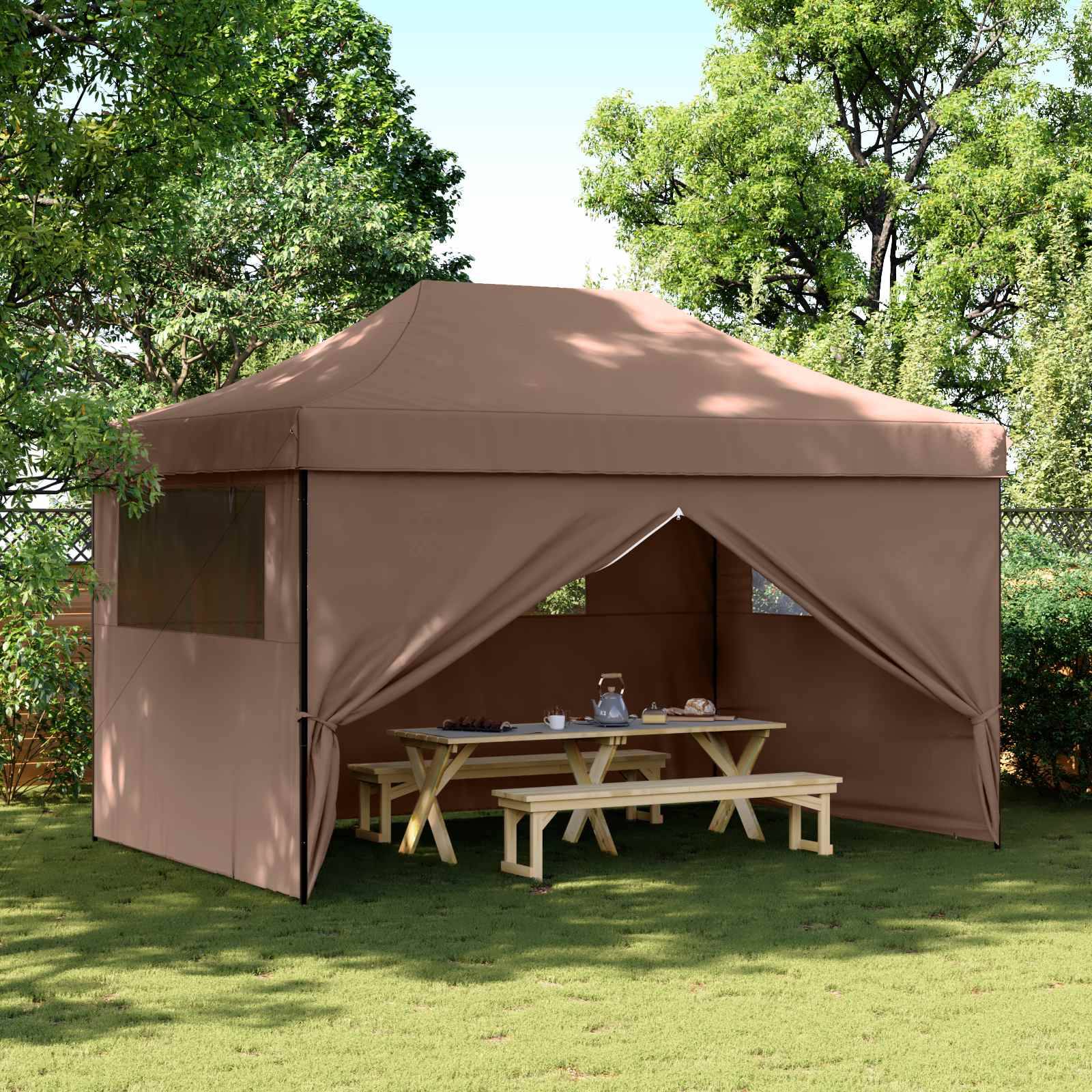 vidaXL Party-Zelt Braun 292 x 440 x 315 cm Oxford-Stoff