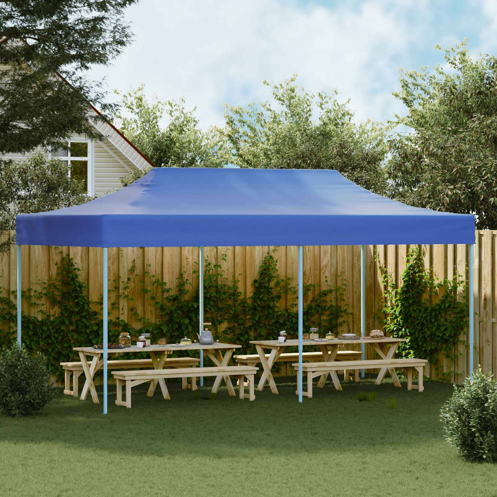 vidaXL Party-Zelt Blau 291 x 580 x 315 cm Oxford-Stoff
