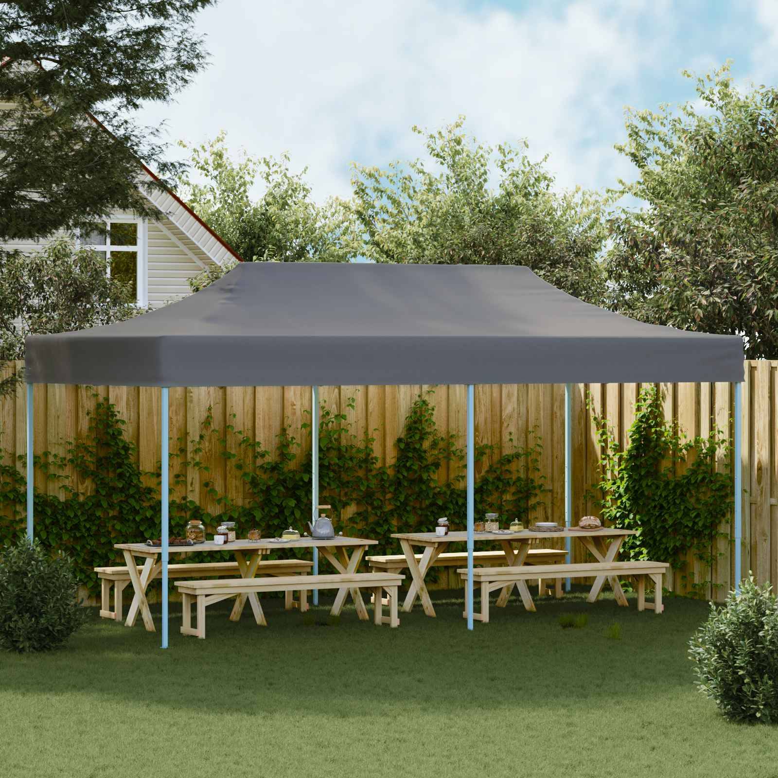 vidaXL Party-Zelt Anthrazit 291 x 580 x 315 cm Oxford-Stoff