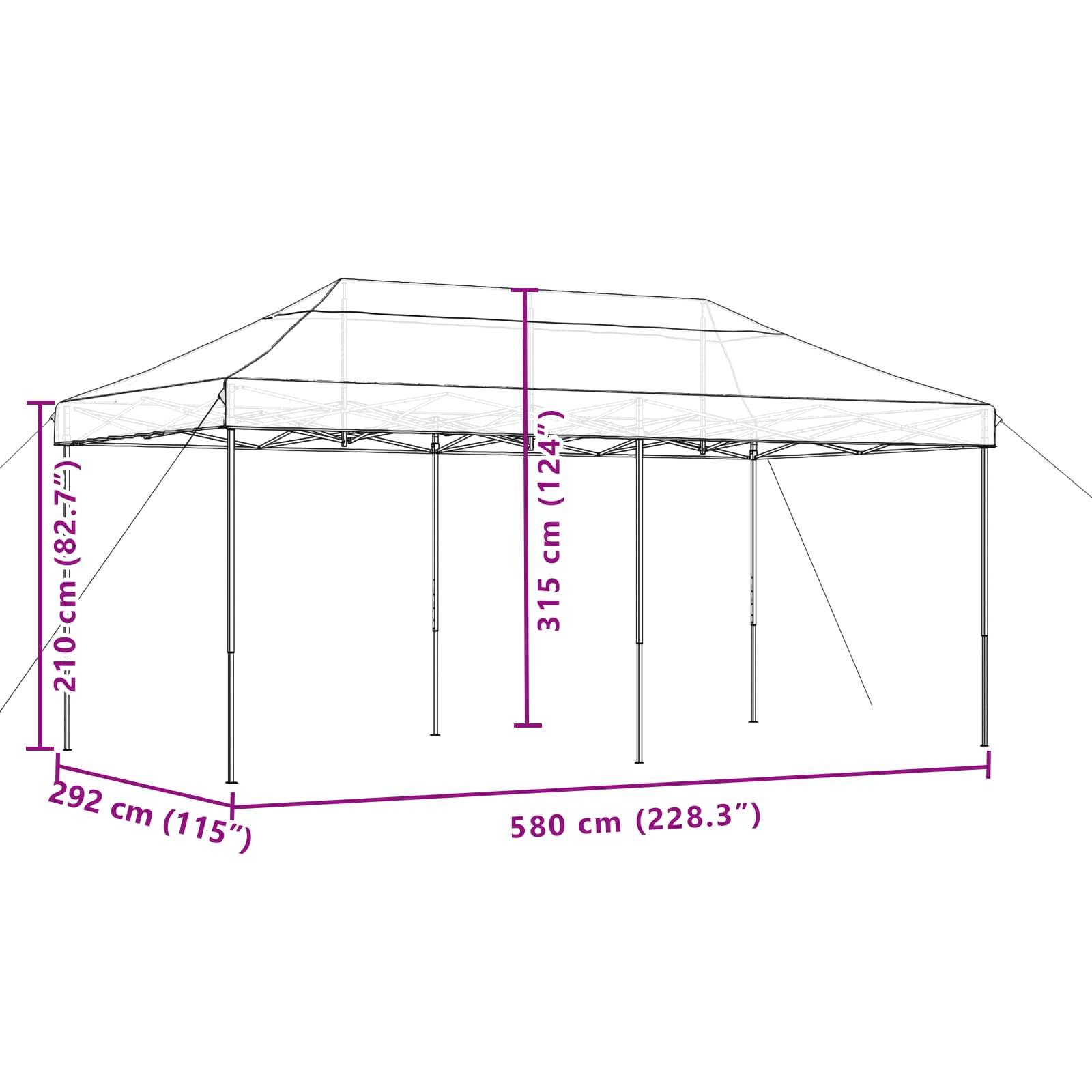 vidaXL Party-Zelt Taupe 292 x 580 x 315 cm Oxford-Stoff