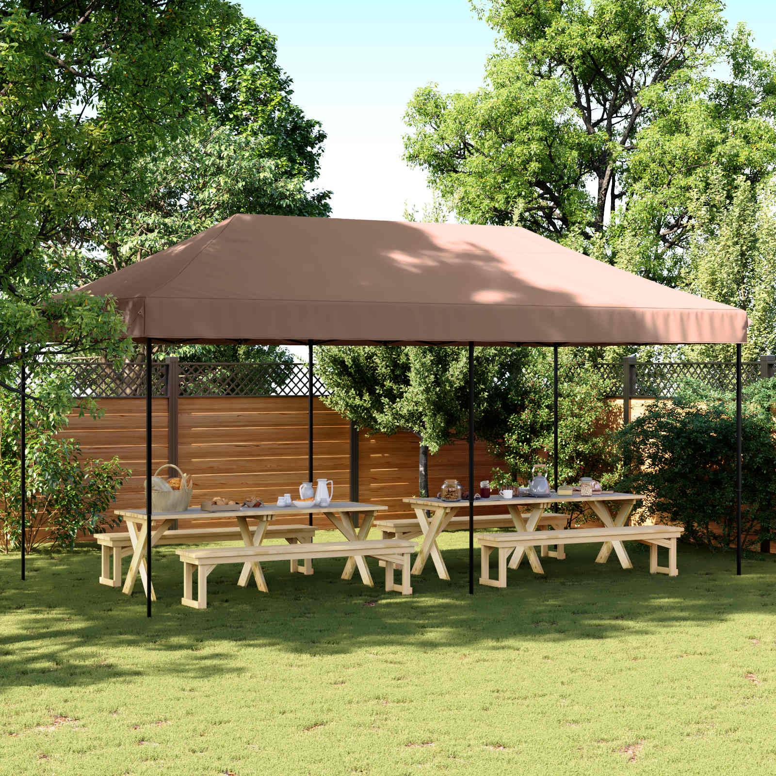 vidaXL Party-Zelt Braun 292 x 580 x 315 cm Oxford-Stoff