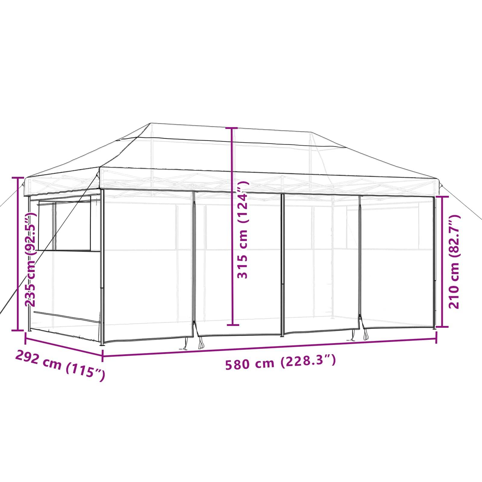 vidaXL Party-Zelt Beige 292 x 580 x 315 cm Oxford-Stoff