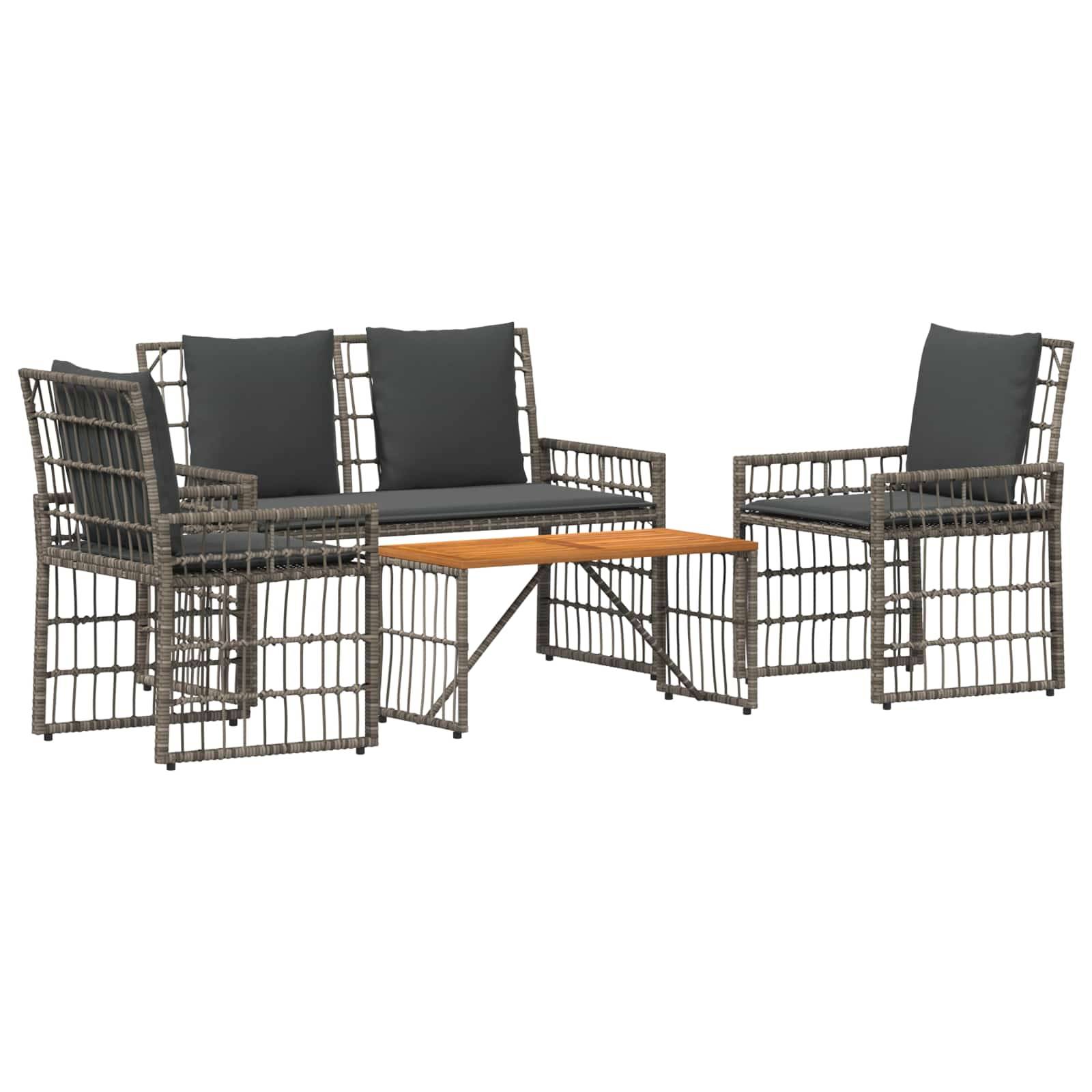 vidaXL Gartenmöbel Set 4 pcs Schwarz und Dunkelgrau