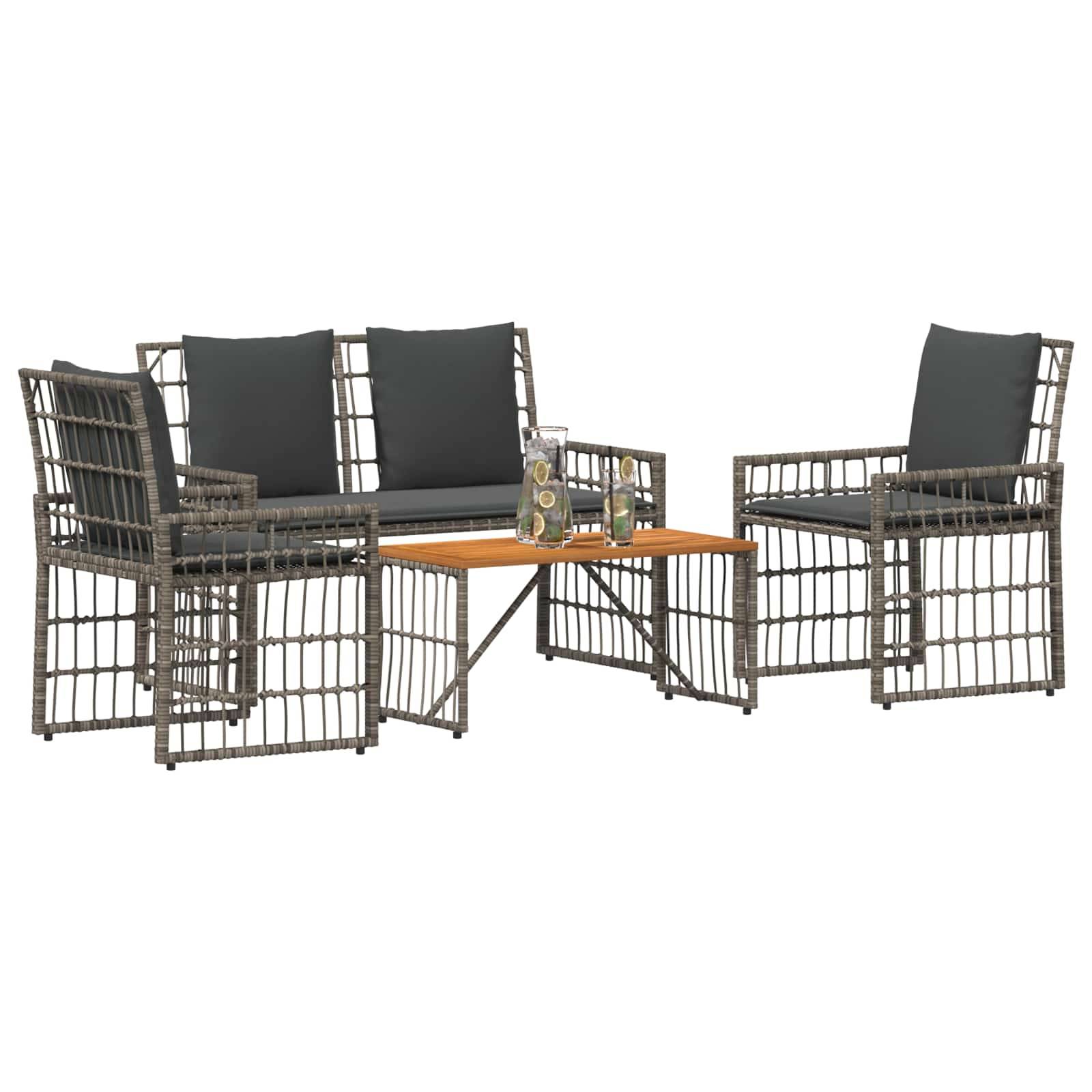 vidaXL Gartenmöbel Set 4 pcs Schwarz und Dunkelgrau