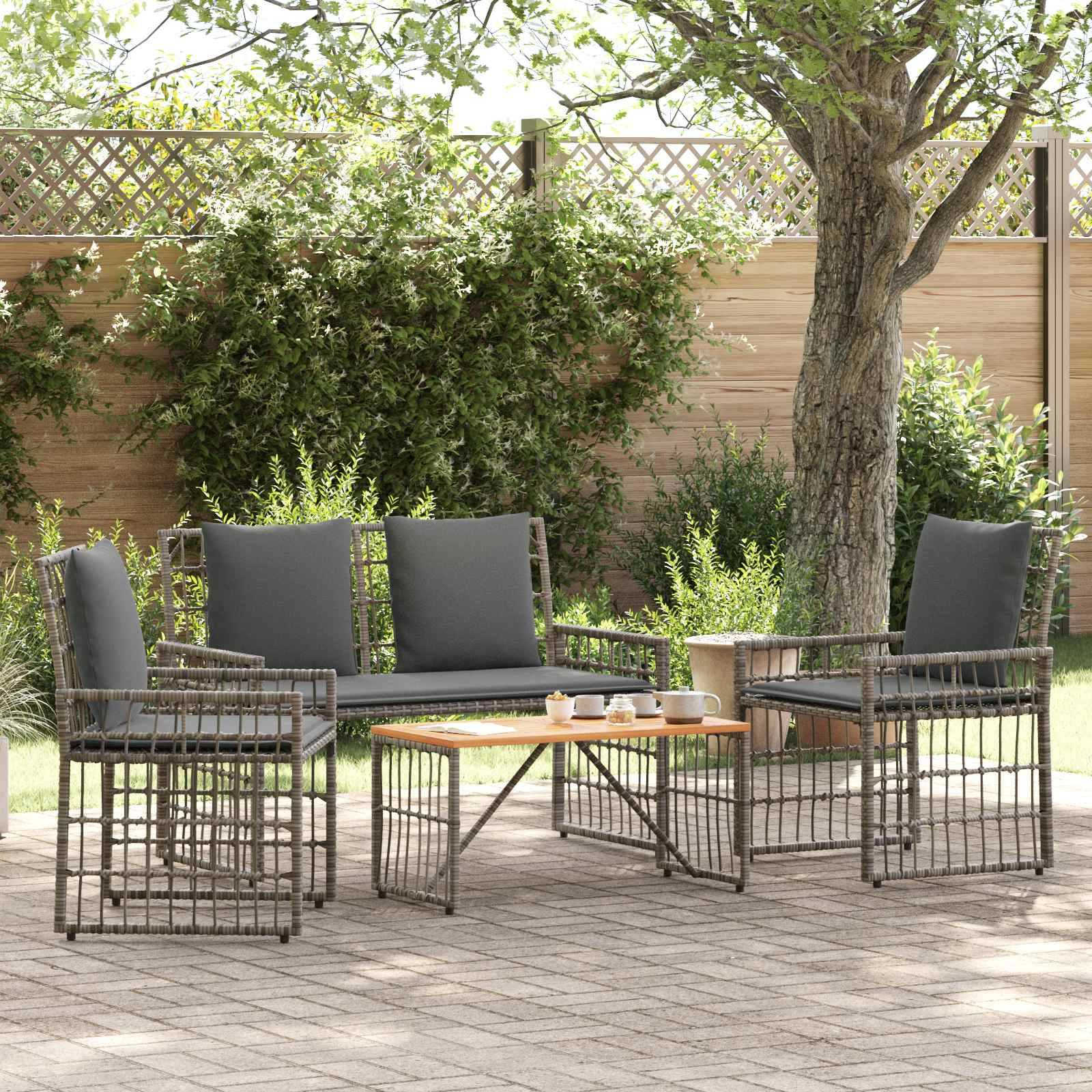 vidaXL Gartenmöbel Set 4 pcs Schwarz und Dunkelgrau