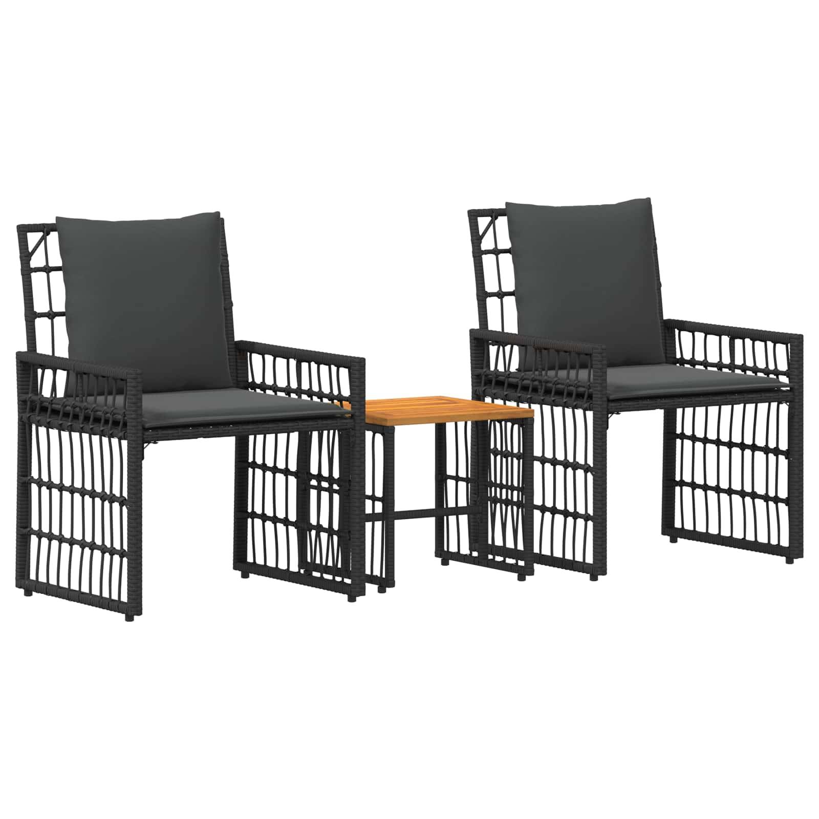 vidaXL Gartenmöbel Set 3 pcs Schwarz und Dunkelgrau