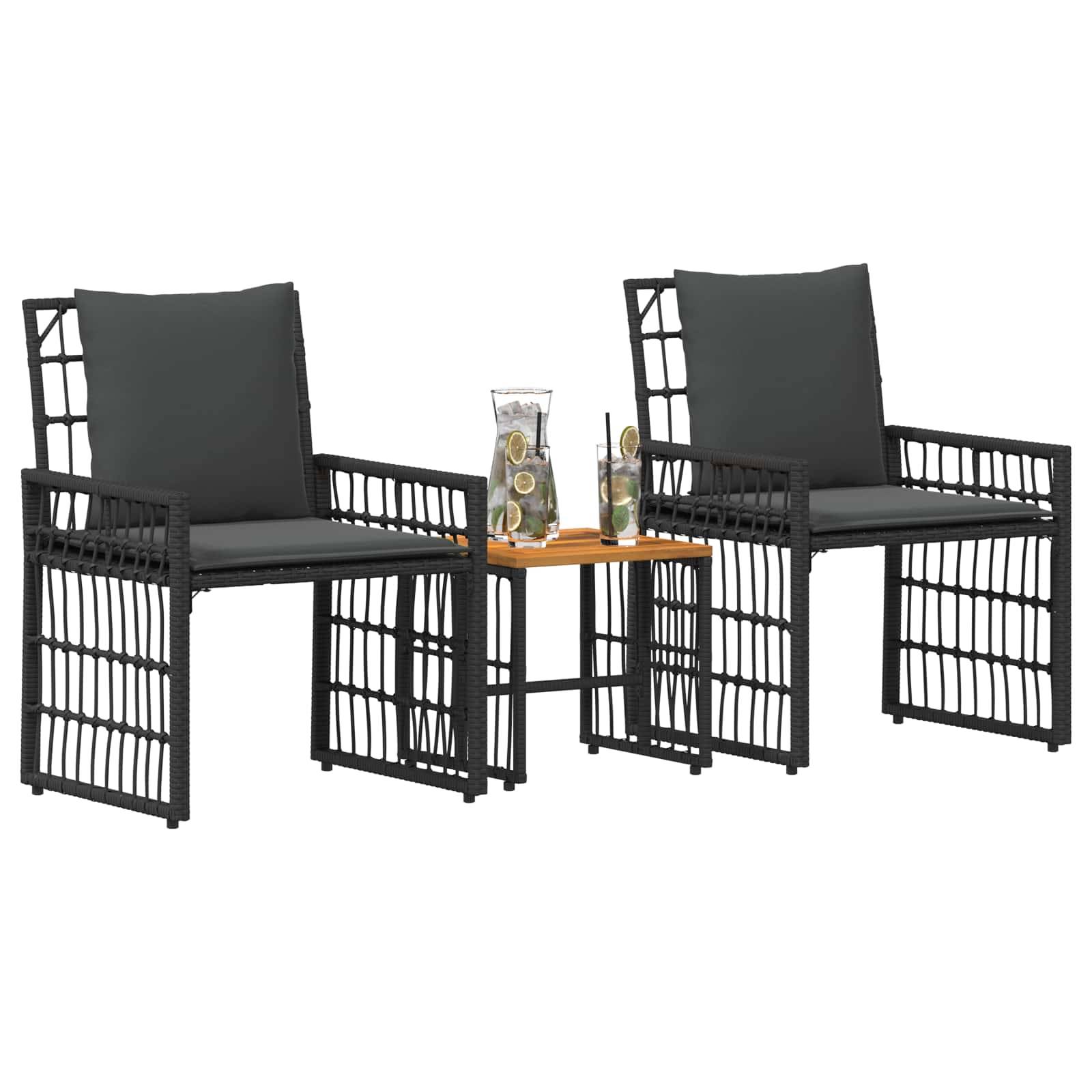 vidaXL Gartenmöbel Set 3 pcs Schwarz und Dunkelgrau