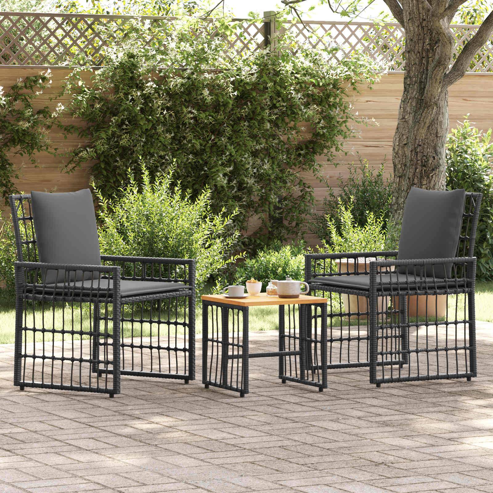 vidaXL Gartenmöbel Set 3 pcs Schwarz und Dunkelgrau