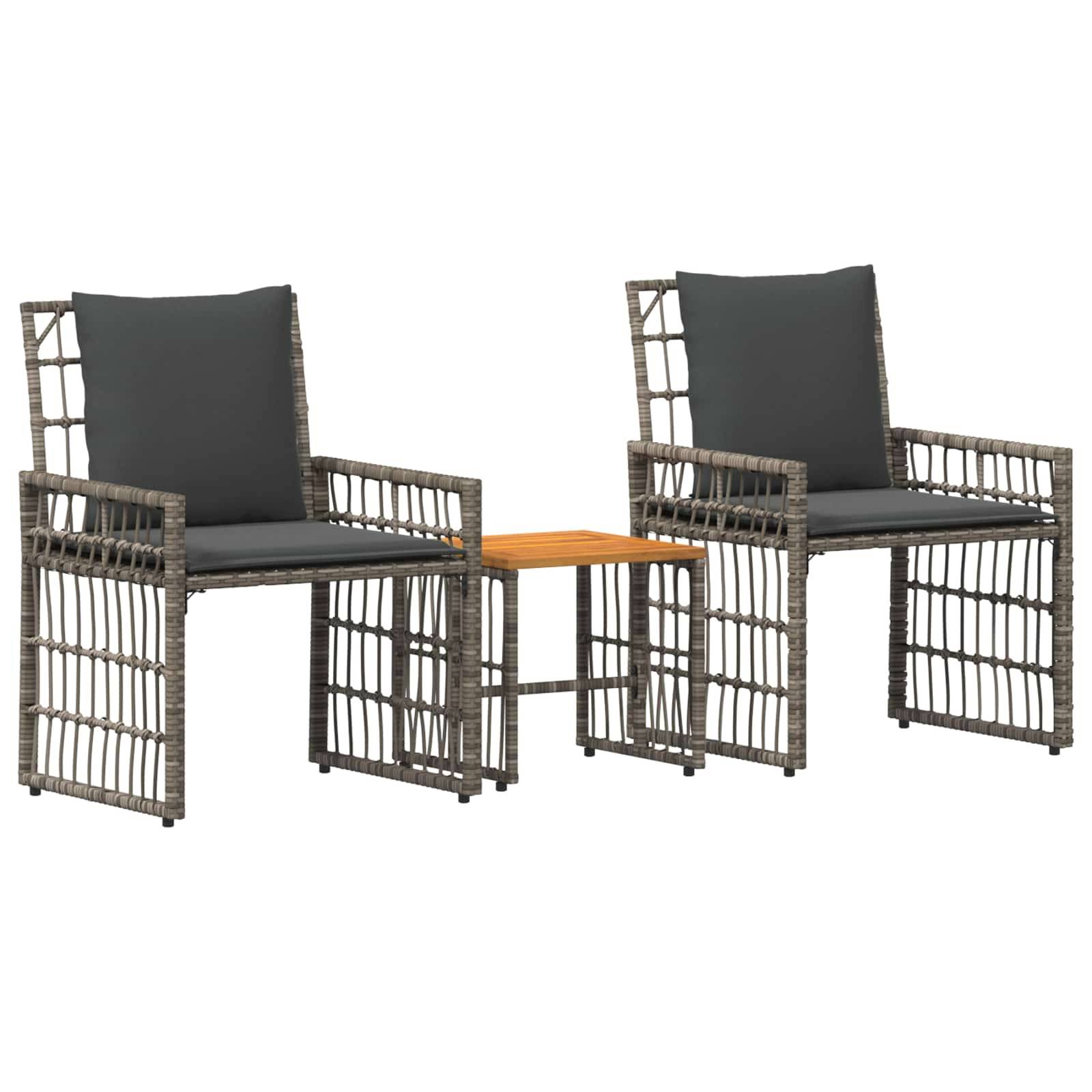 vidaXL Gartenmöbel Set 3 pcs Schwarz und Dunkelgrau