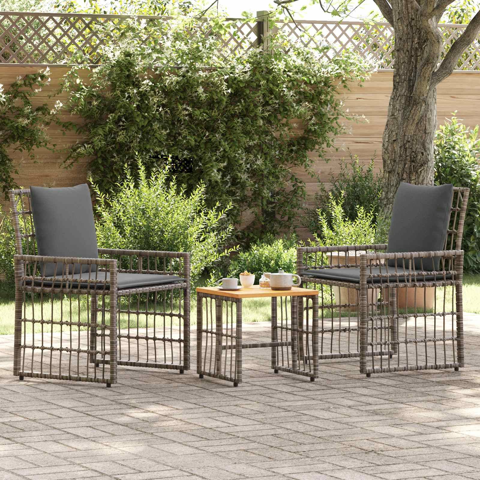 vidaXL Gartenmöbel Set 3 pcs Schwarz und Dunkelgrau