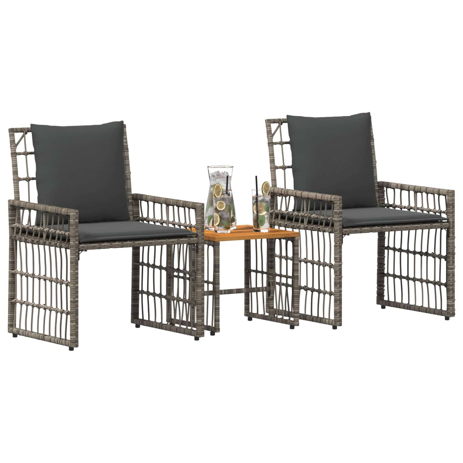 vidaXL Gartenmöbel Set 3 pcs Schwarz und Dunkelgrau