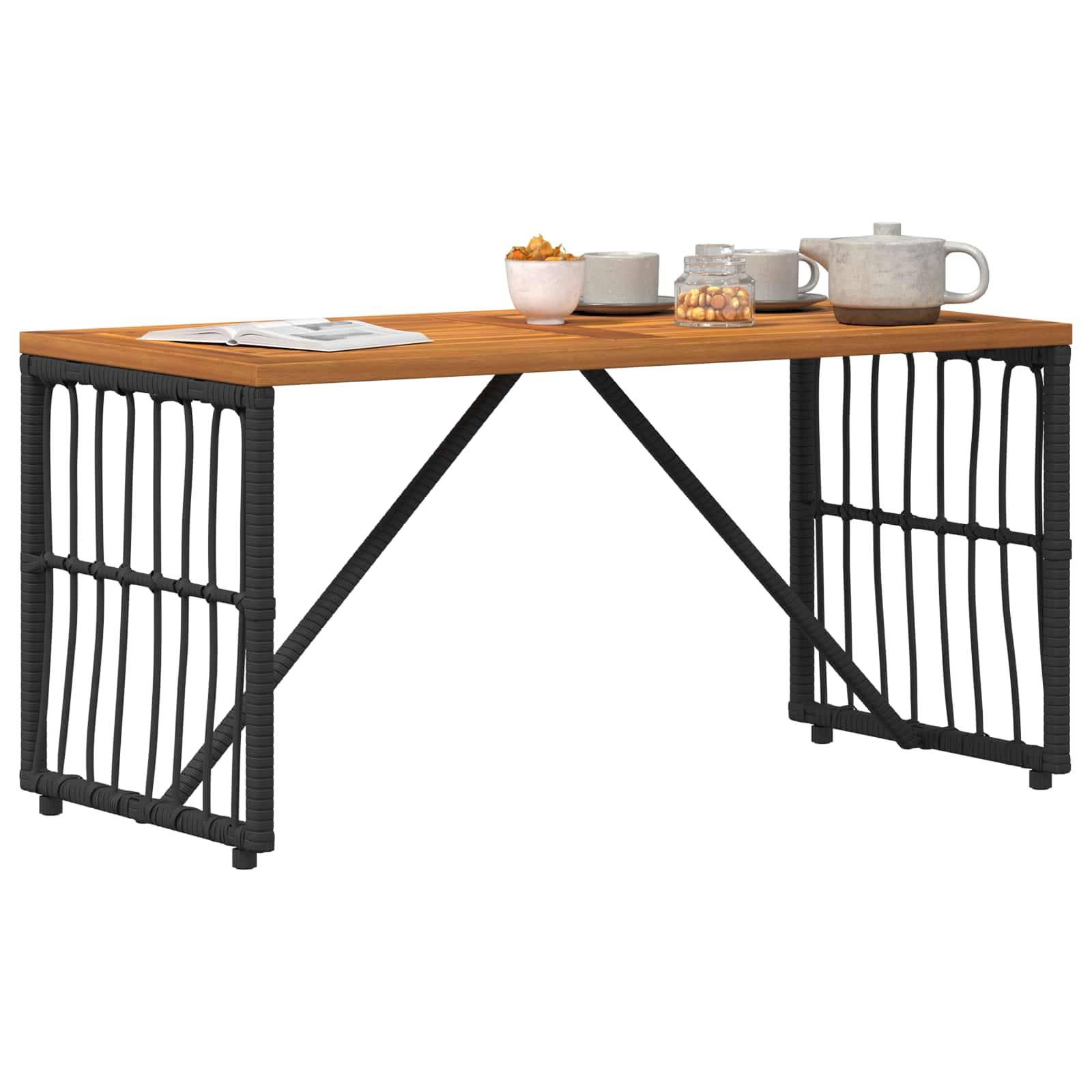 vidaXL Tisch für Outdoor Schwarz 80 x 40 x 40 cm Stahl und Poly Rattan