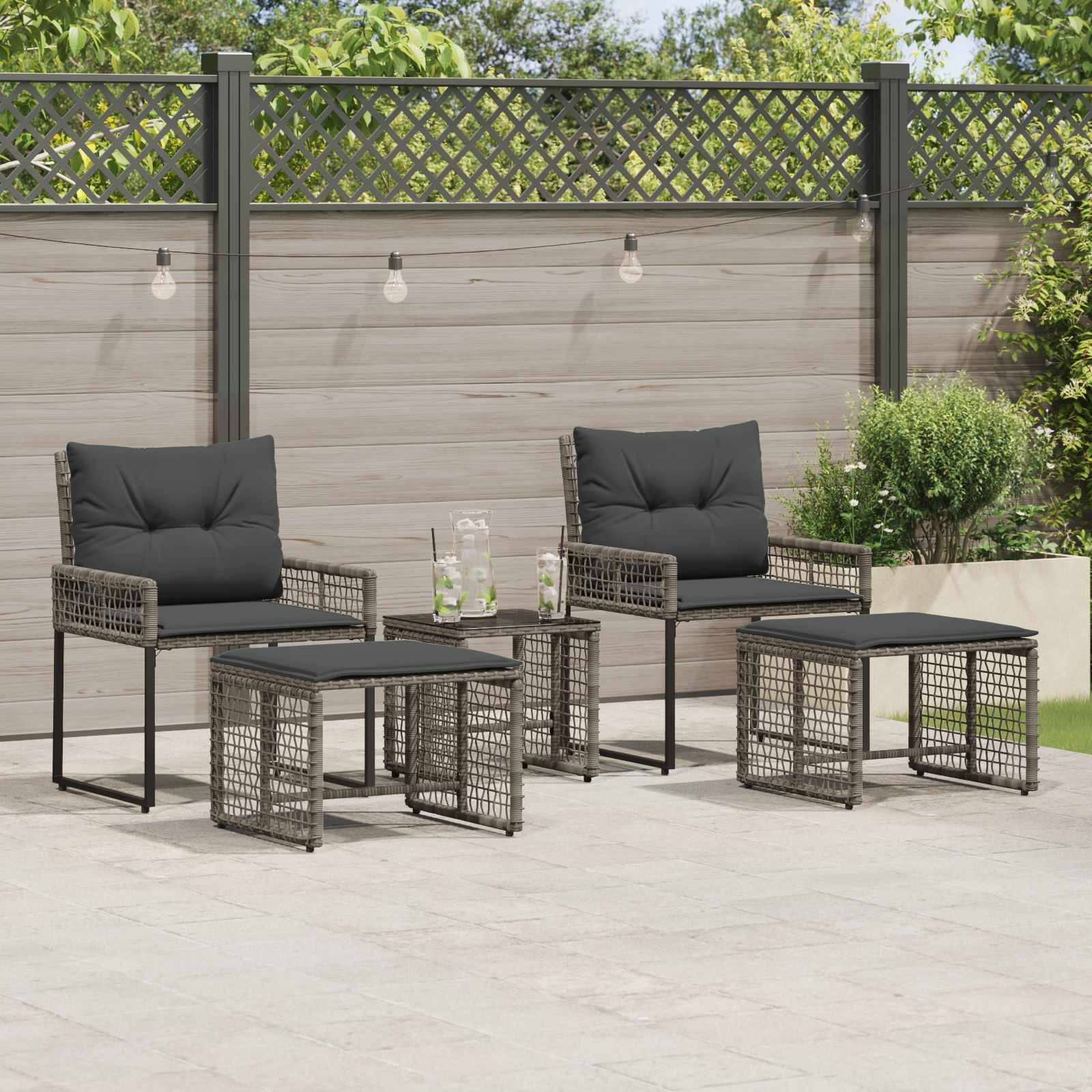 vidaXL Gartenmöbel-Set mit Kissen 5 pcs Grau