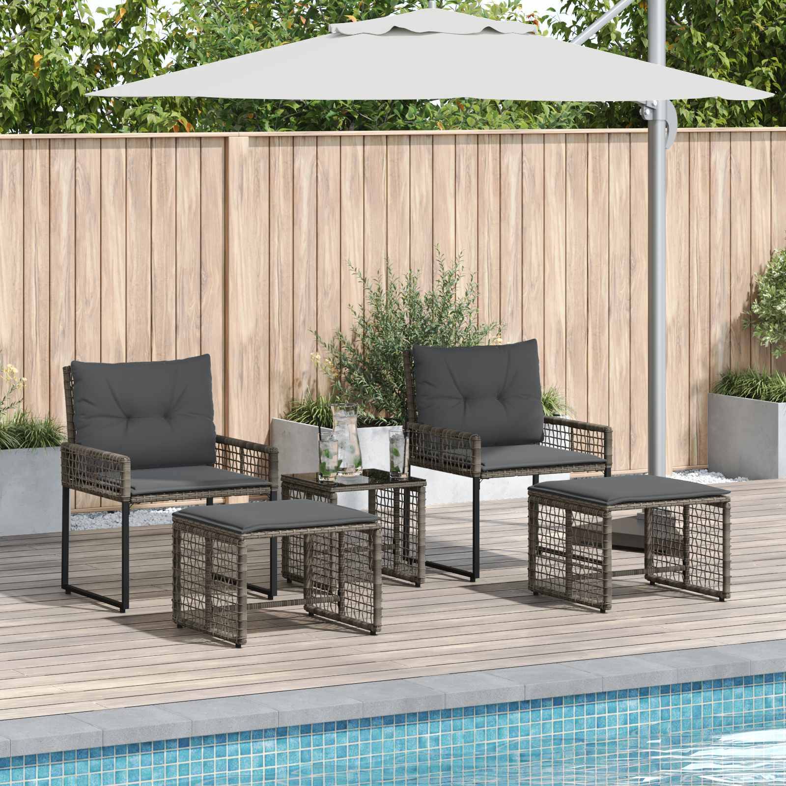 vidaXL Gartenmöbel-Set mit Kissen 5 pcs Grau