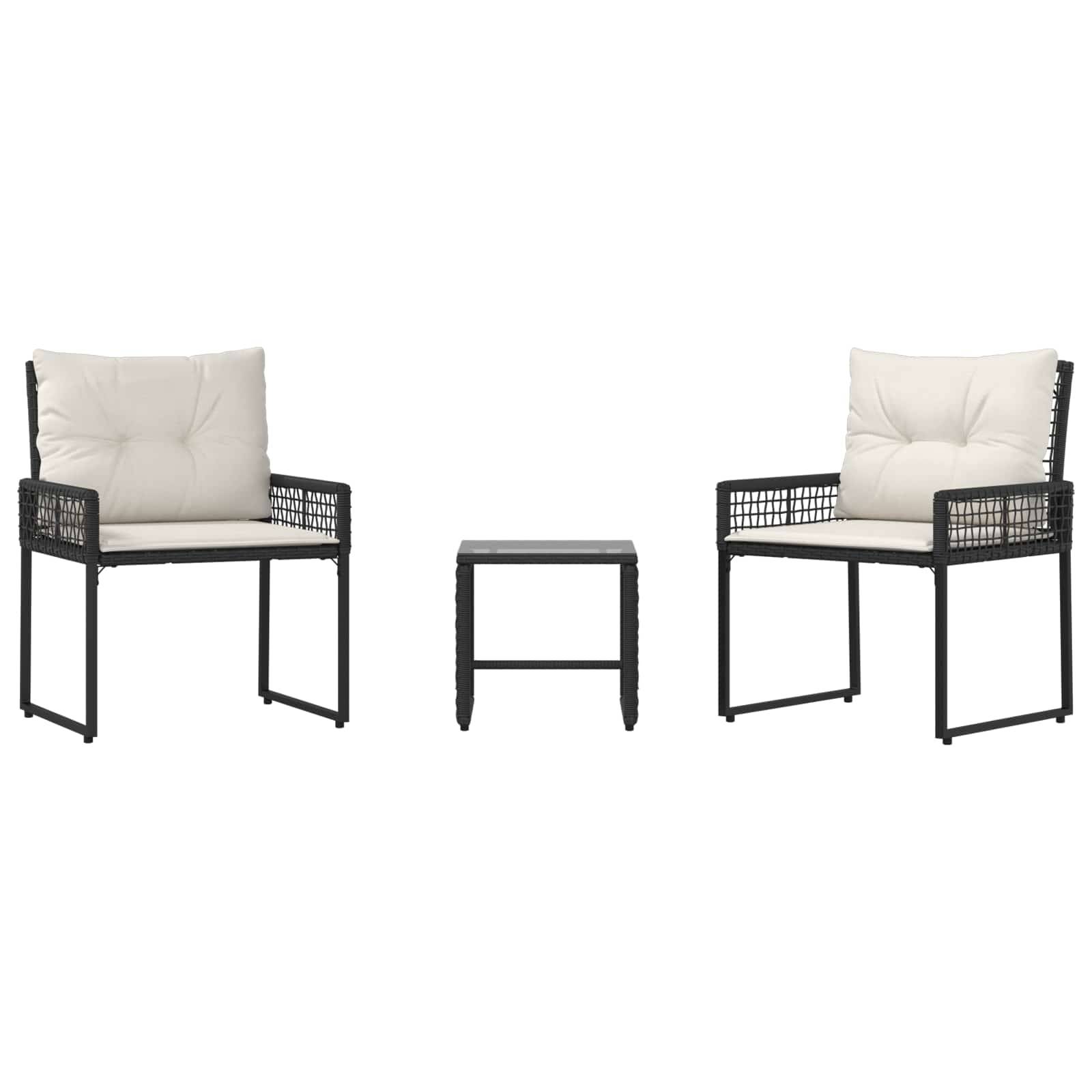 vidaXL Gartenmöbel-Set mit Kissen 3 pcs Schwarz und Weiß