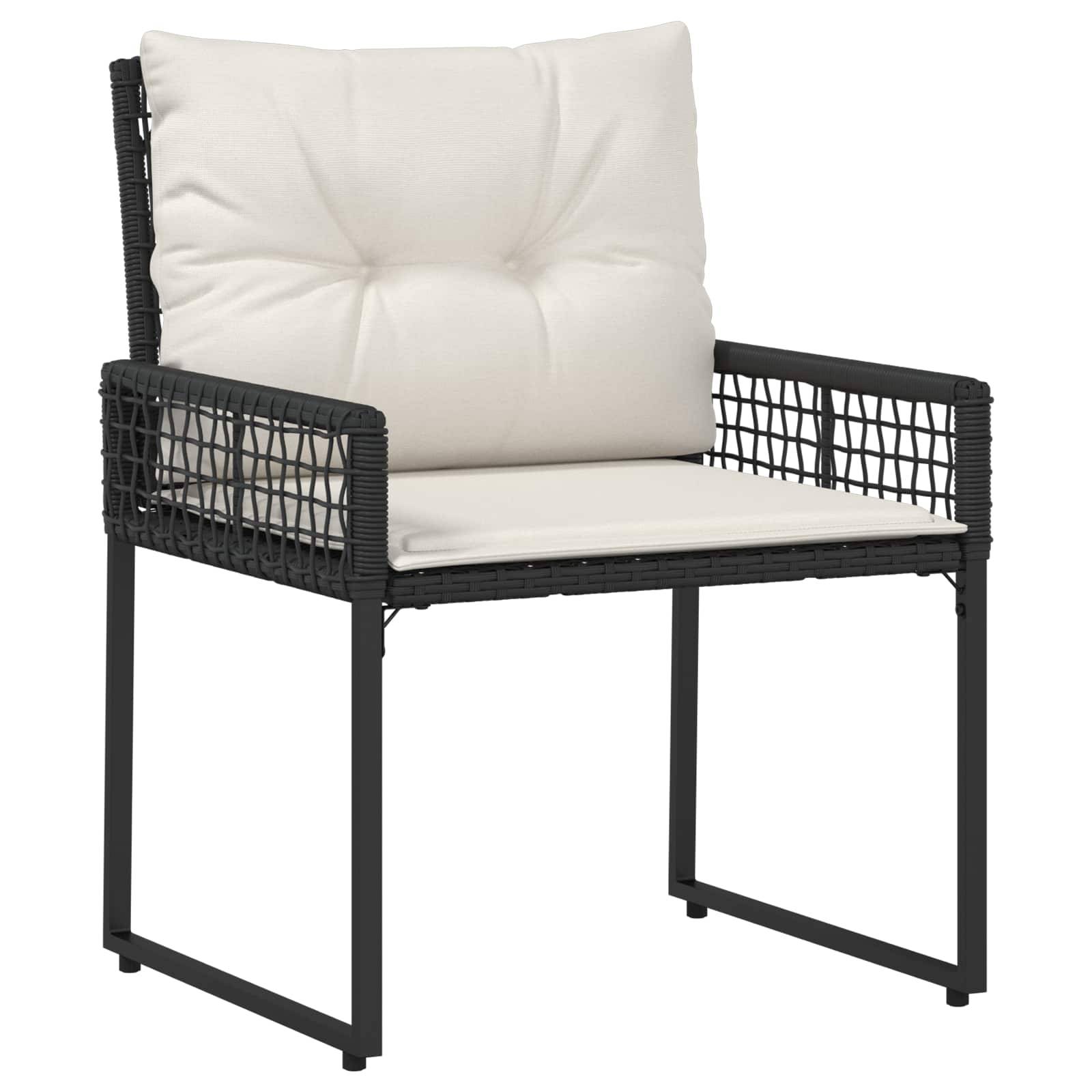 vidaXL Gartenmöbel-Set mit Kissen 3 pcs Schwarz und Weiß