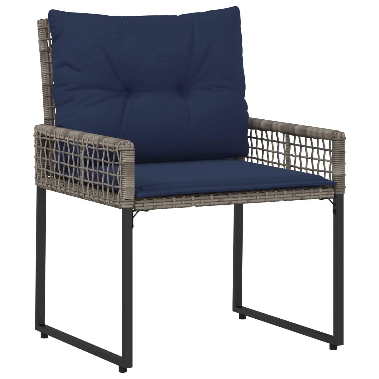 vidaXL Gartenmöbel-Set mit Kissen 3 pcs Grau und Marineblau
