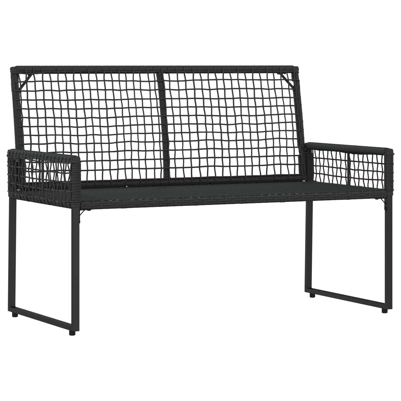 vidaXL Bank Outdoor mit Kissen Schwarz und Cremeweiß 118 x 55 x 82 cm