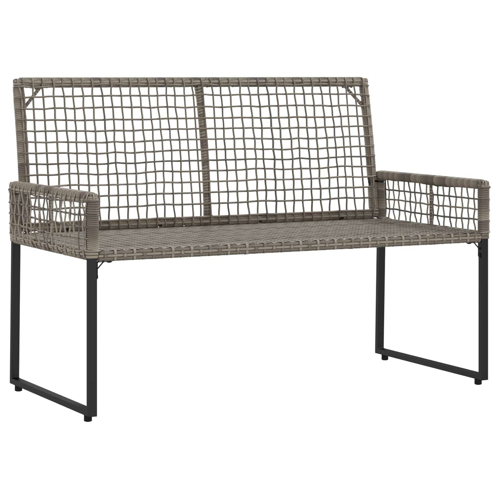 vidaXL Bank Outdoor Grau 118 x 55 x 82 cm PE-Rattan und Stoff