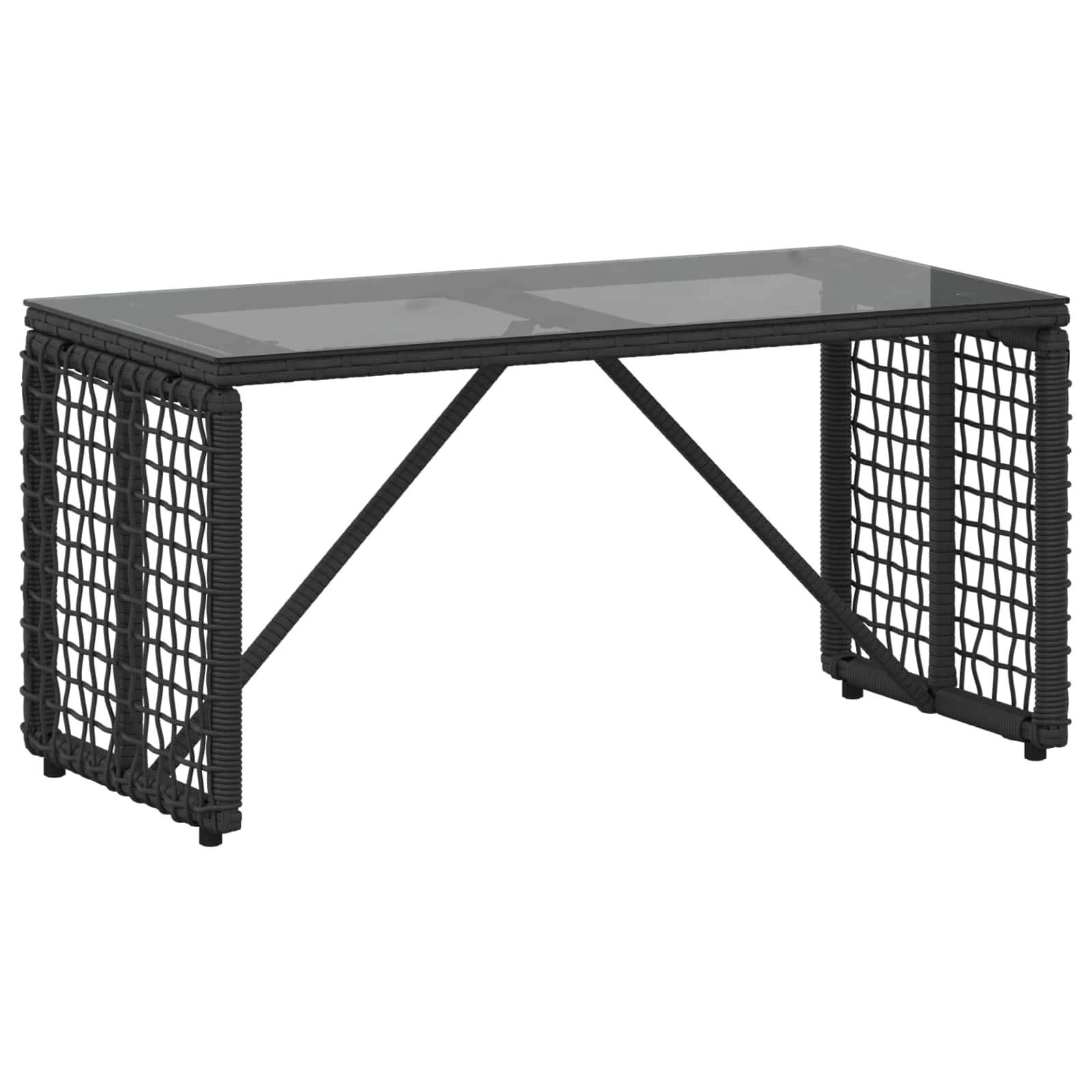 vidaXL Tisch für Outdoor Schwarz 80 x 40 x 40 cm PE Rattan und Glas