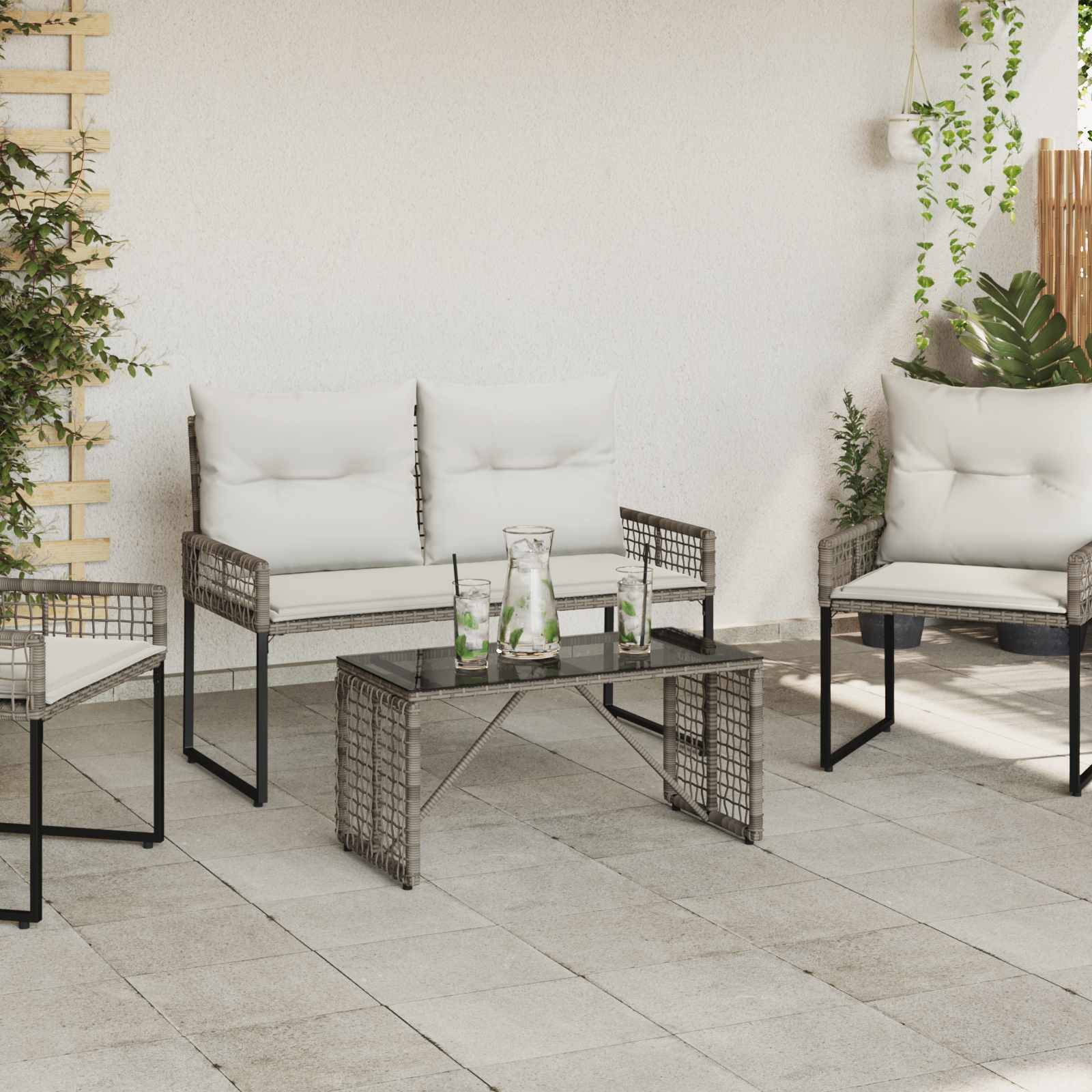 vidaXL Tisch für Outdoor Grau und Schwarz 80 x 40 x 40 cm