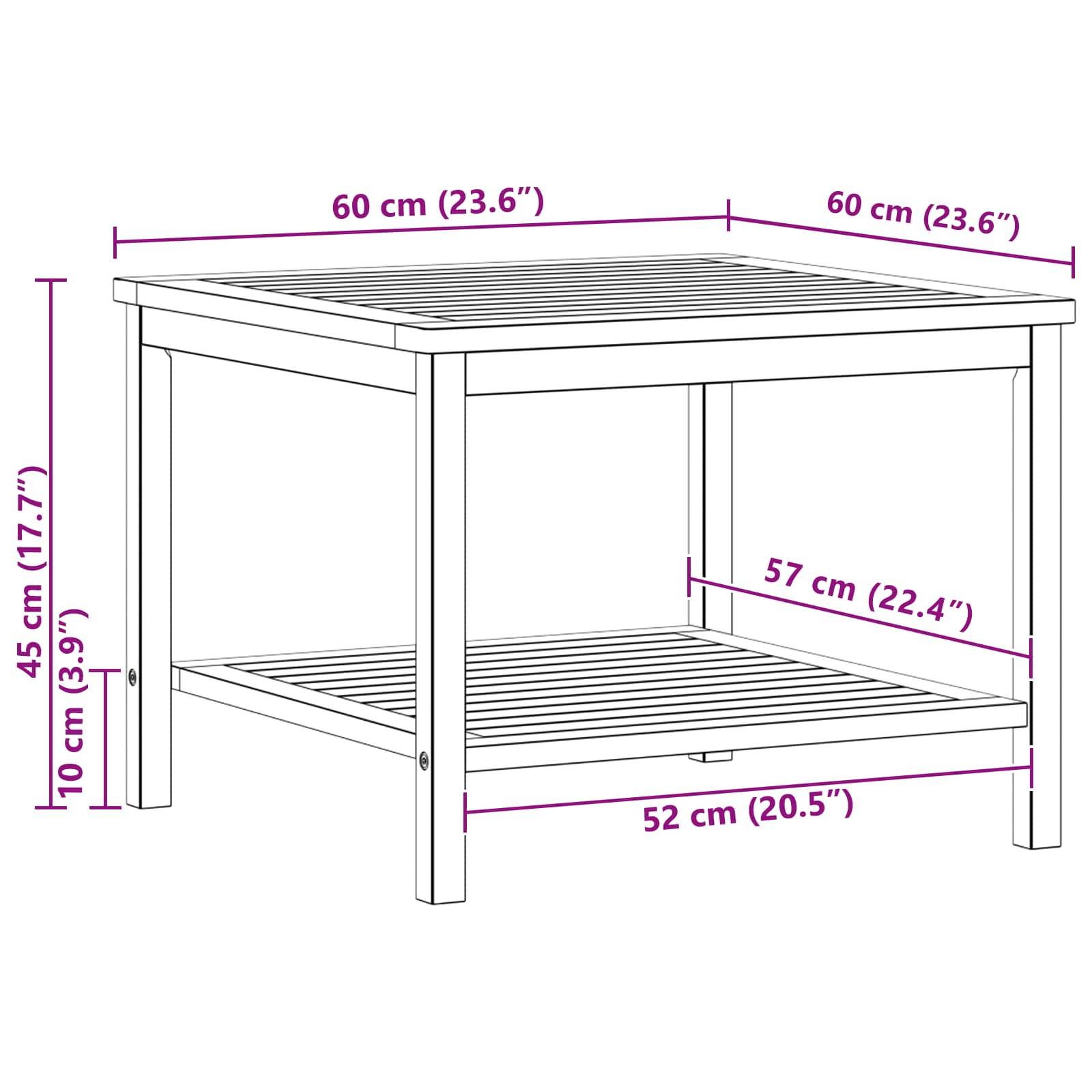 vidaXL Beistelltisch Öl-Natur 60 x 60 x 45 cm Massivholz Akazie