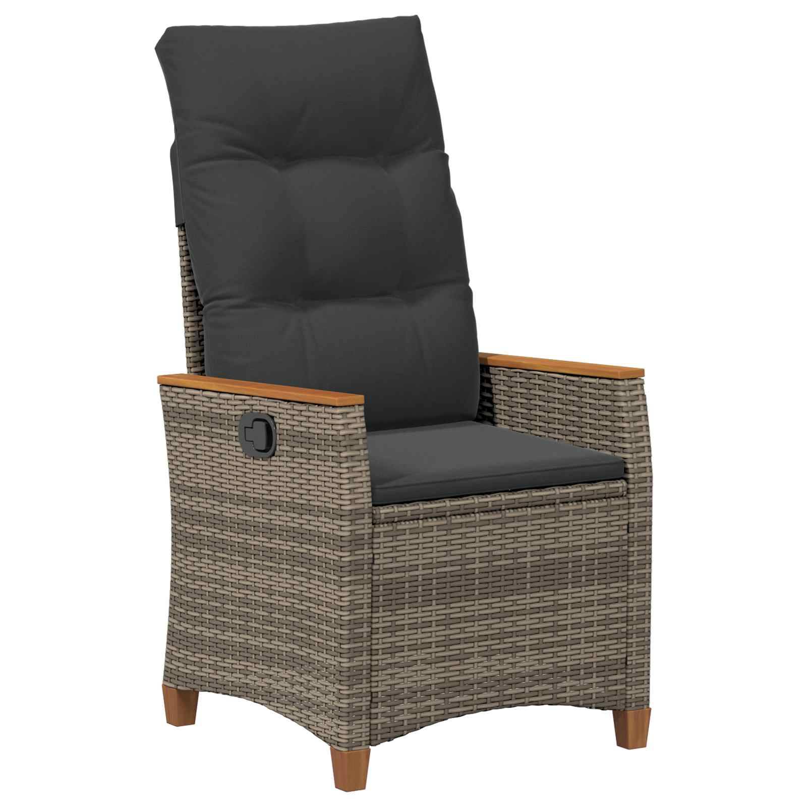 vidaXL Verstellbarer Gartenstuhl Grau und Marineblau Poly-Rattan